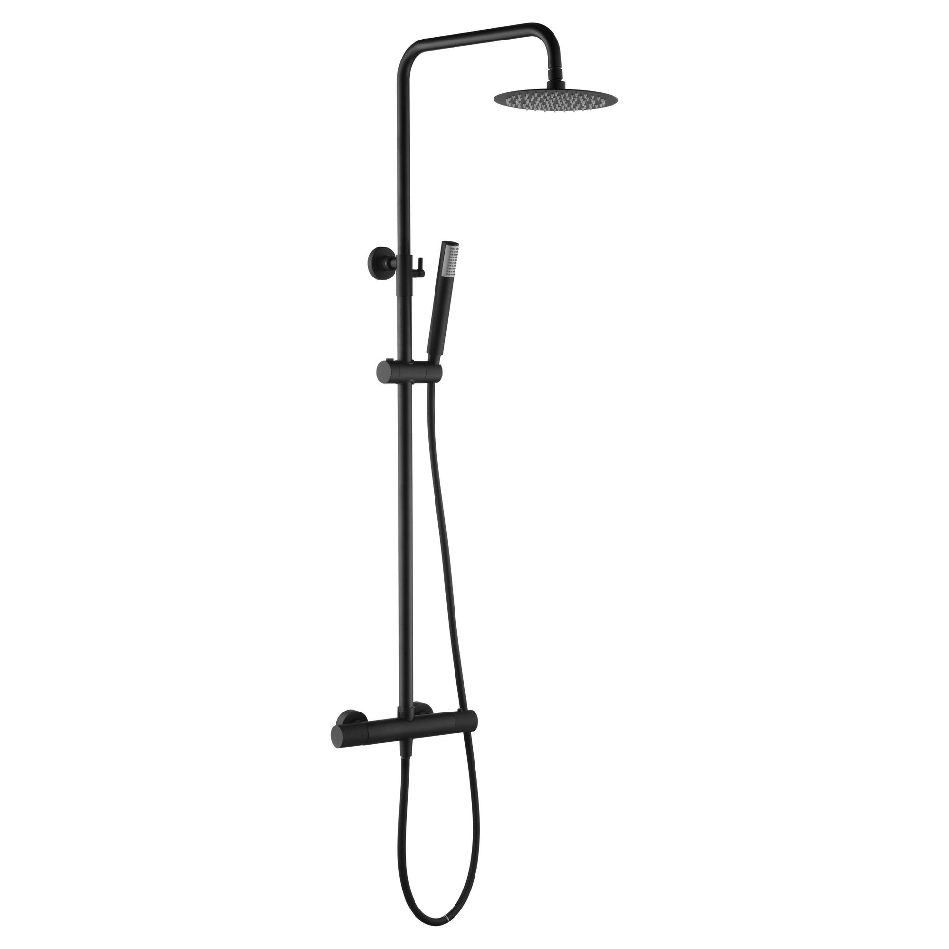 Imex - Conjunto de ducha termostático Line negro mate - BricoandPool