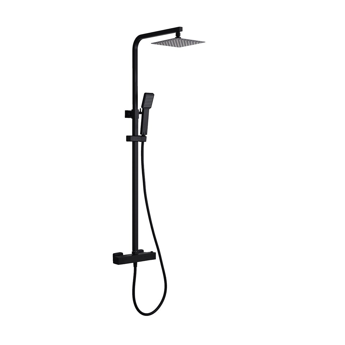 Imex - Conjunto de ducha termostático Vigo negro mate - BricoandPool