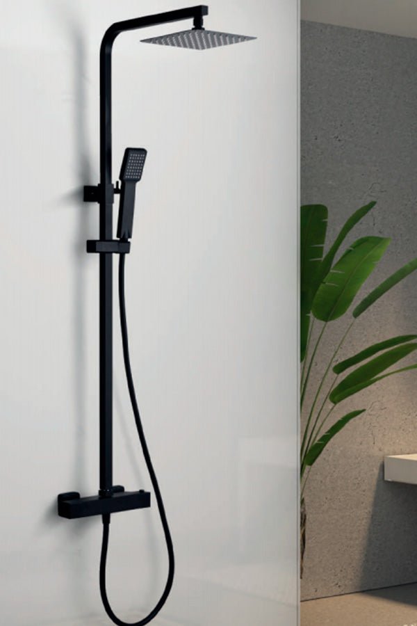 Imex - Conjunto de ducha termostático Vigo negro mate - BricoandPool