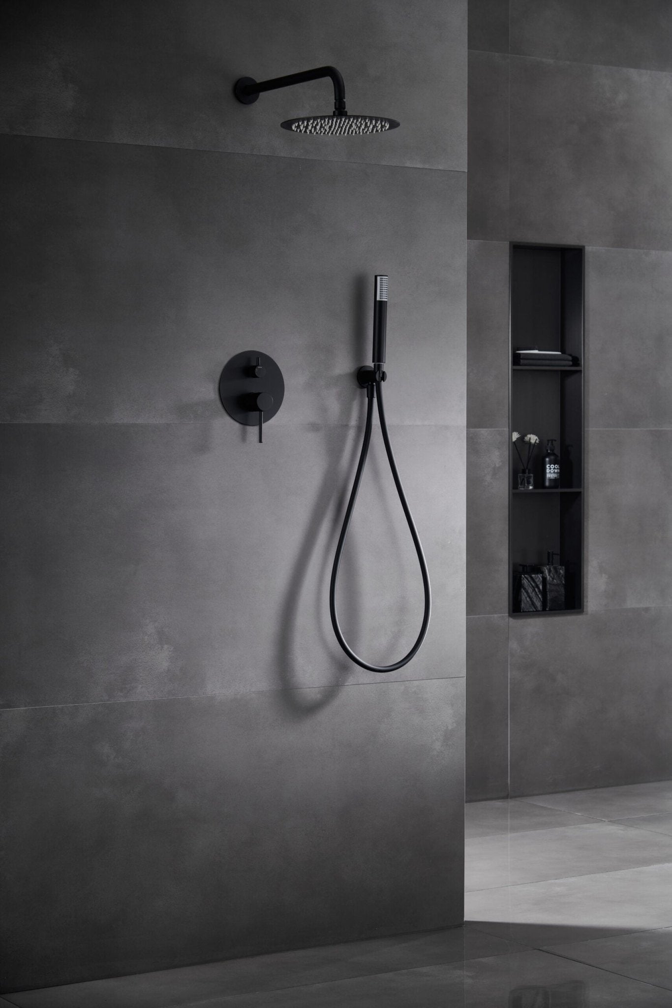 Imex - Conjunto ducha monomando empotrado Monza negro mate - BricoandPool