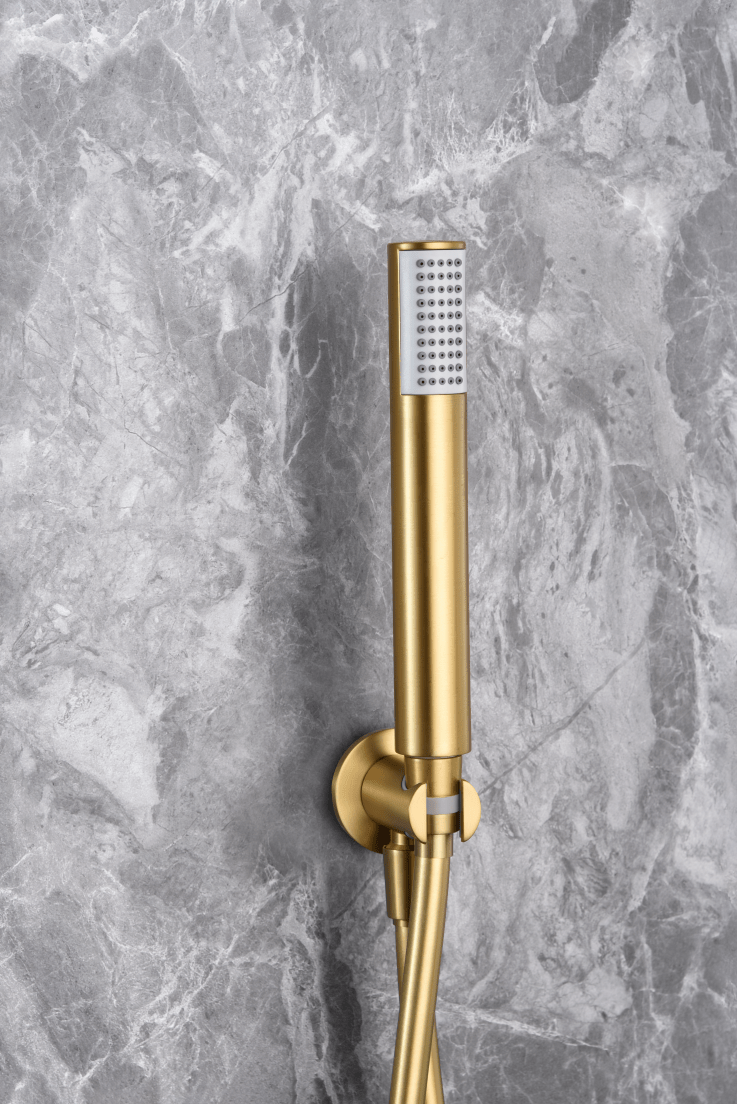 Imex - Conjunto ducha monomando empotrado Olimpo oro cepillado - BricoandPool