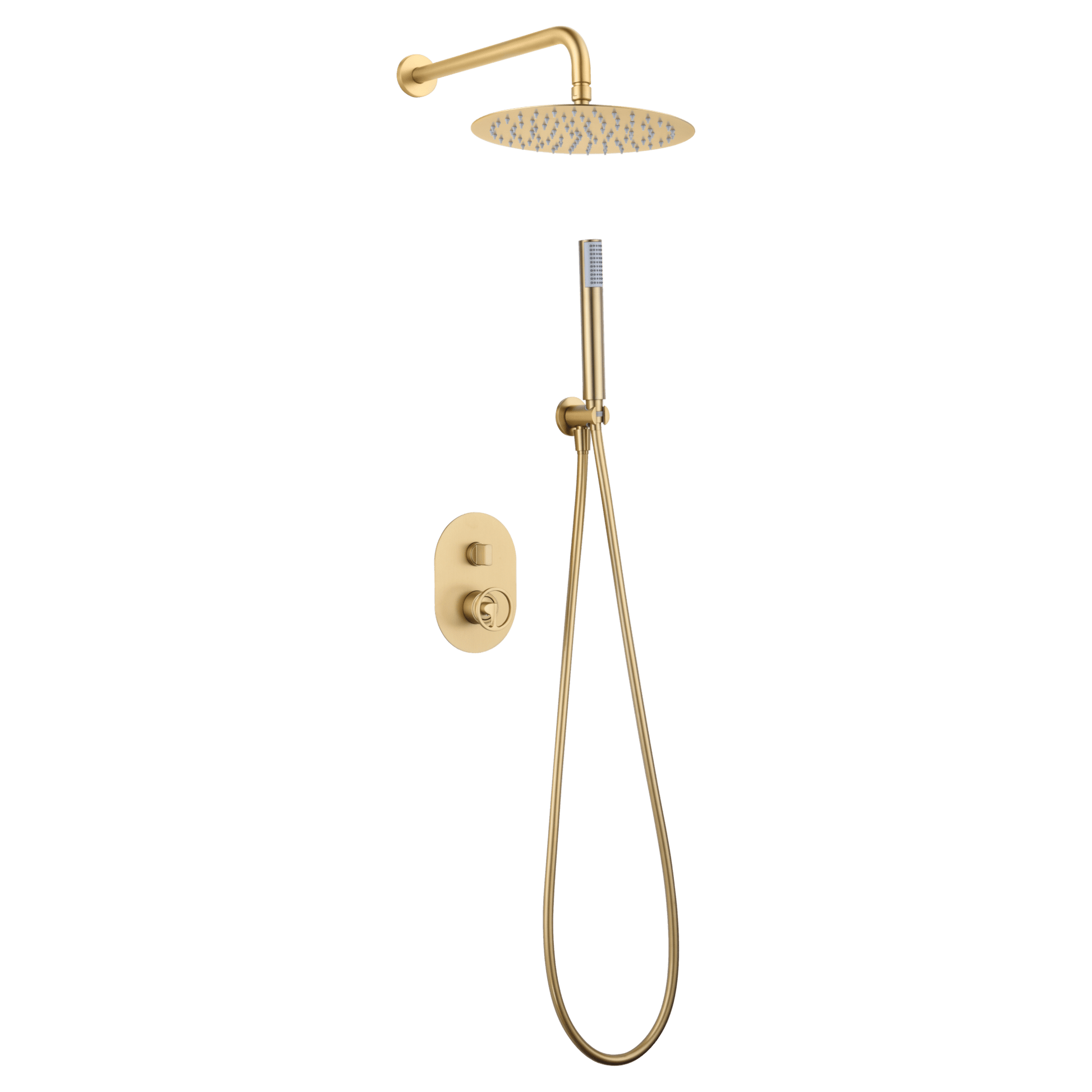 Imex - Conjunto ducha monomando empotrado Olimpo oro cepillado - BricoandPool