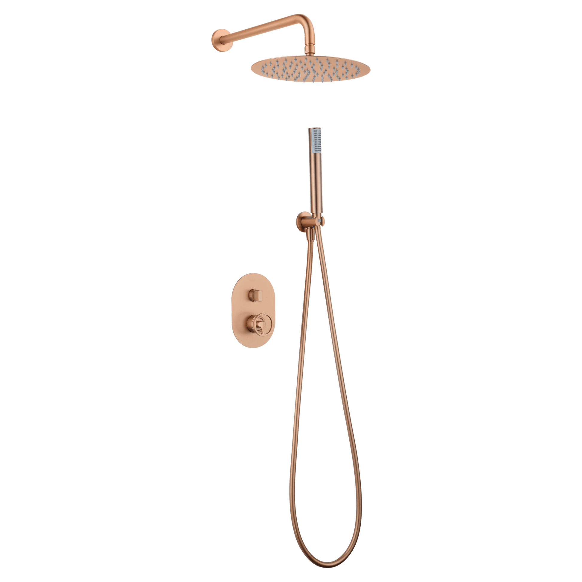 Imex - Conjunto ducha monomando empotrado Olimpo oro rosa cepillado - BricoandPool