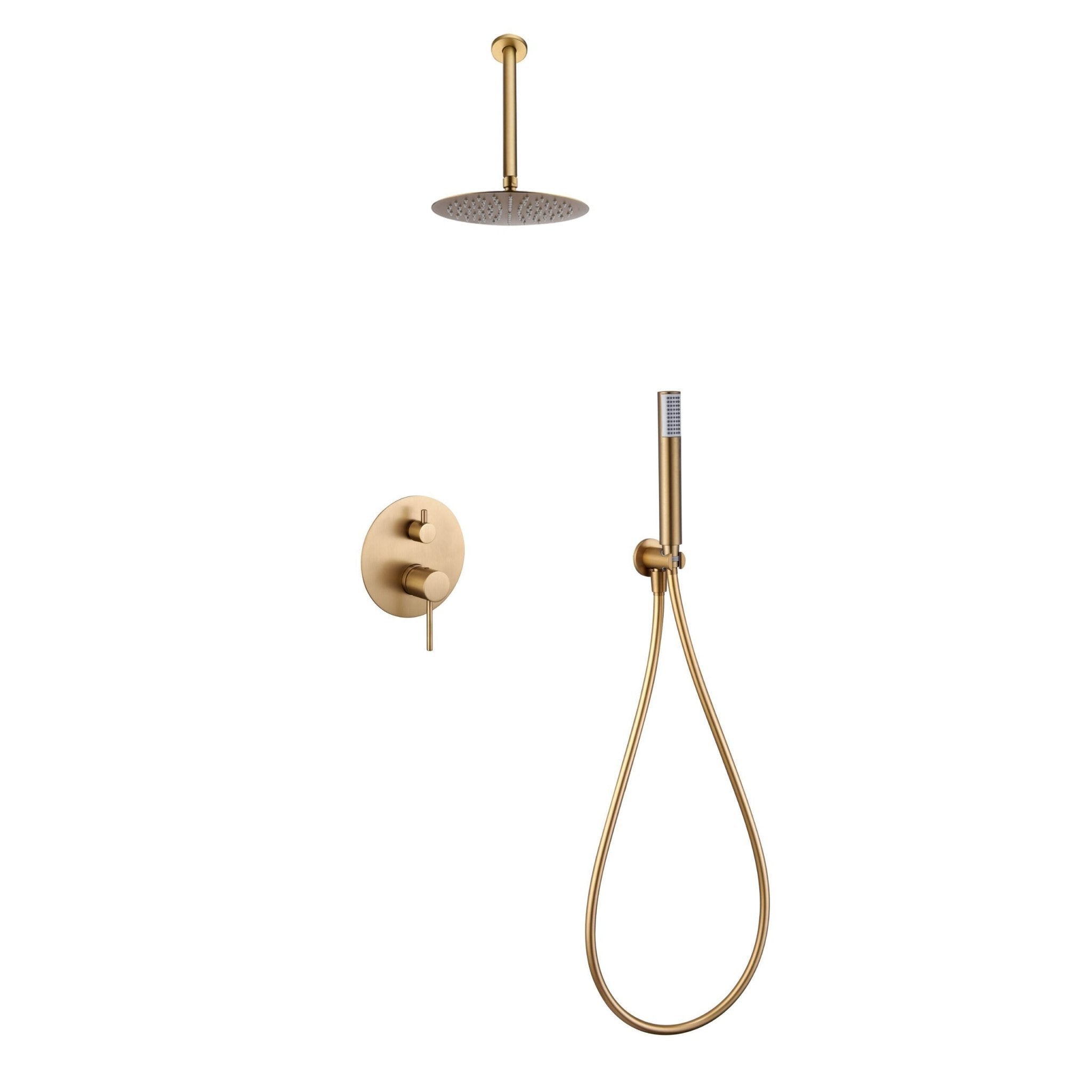 Imex - Conjunto ducha monomando empotrado Tívoli oro cepillado - BricoandPool