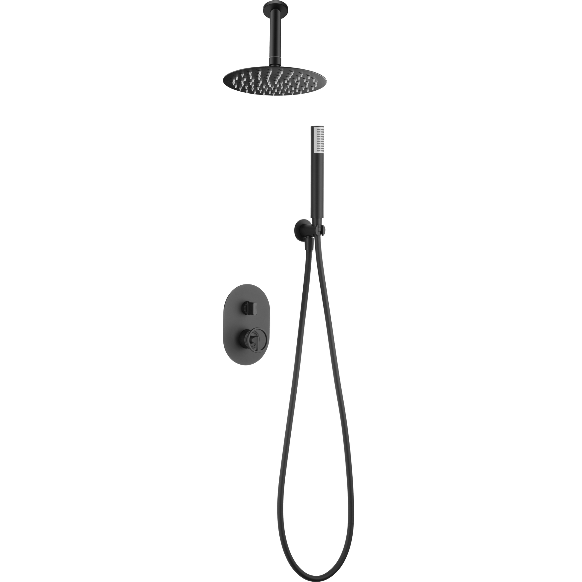 Imex - Conjunto ducha monomando empotrado Vesubio negro mate - BricoandPool