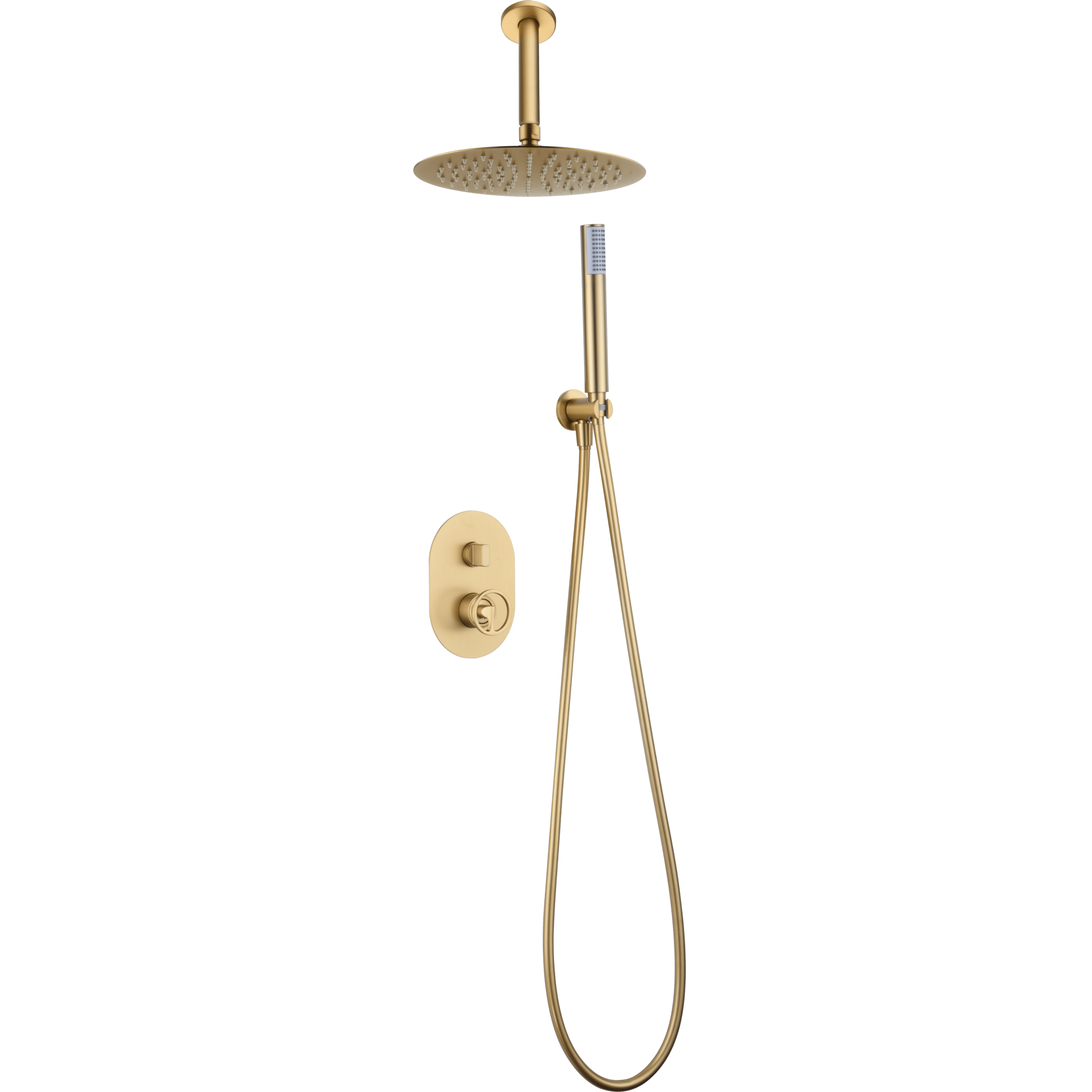 Imex - Conjunto ducha monomando empotrado Vesubio oro cepillado - BricoandPool