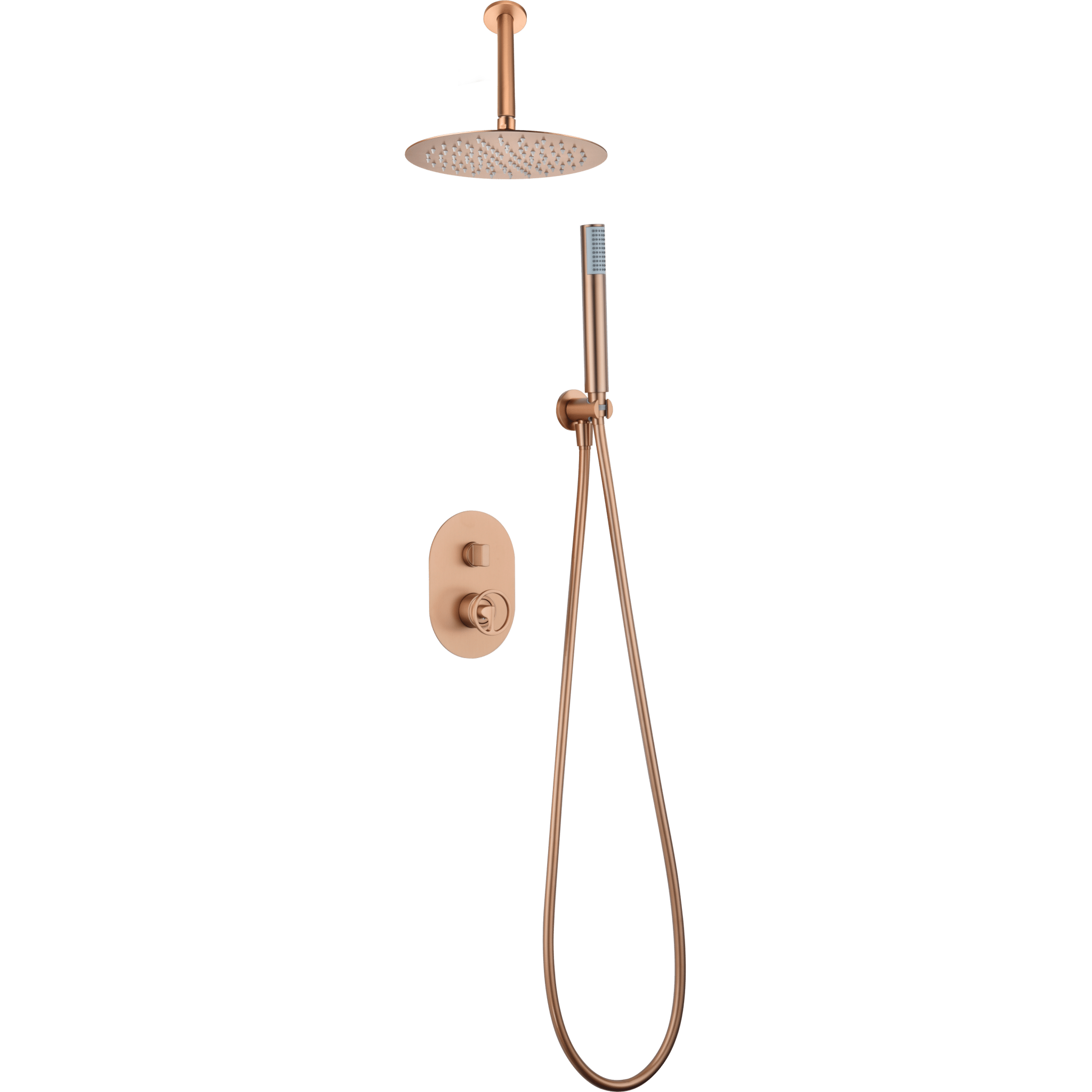 Imex - Conjunto ducha monomando empotrado Vesubio oro rosa cepillado - BricoandPool