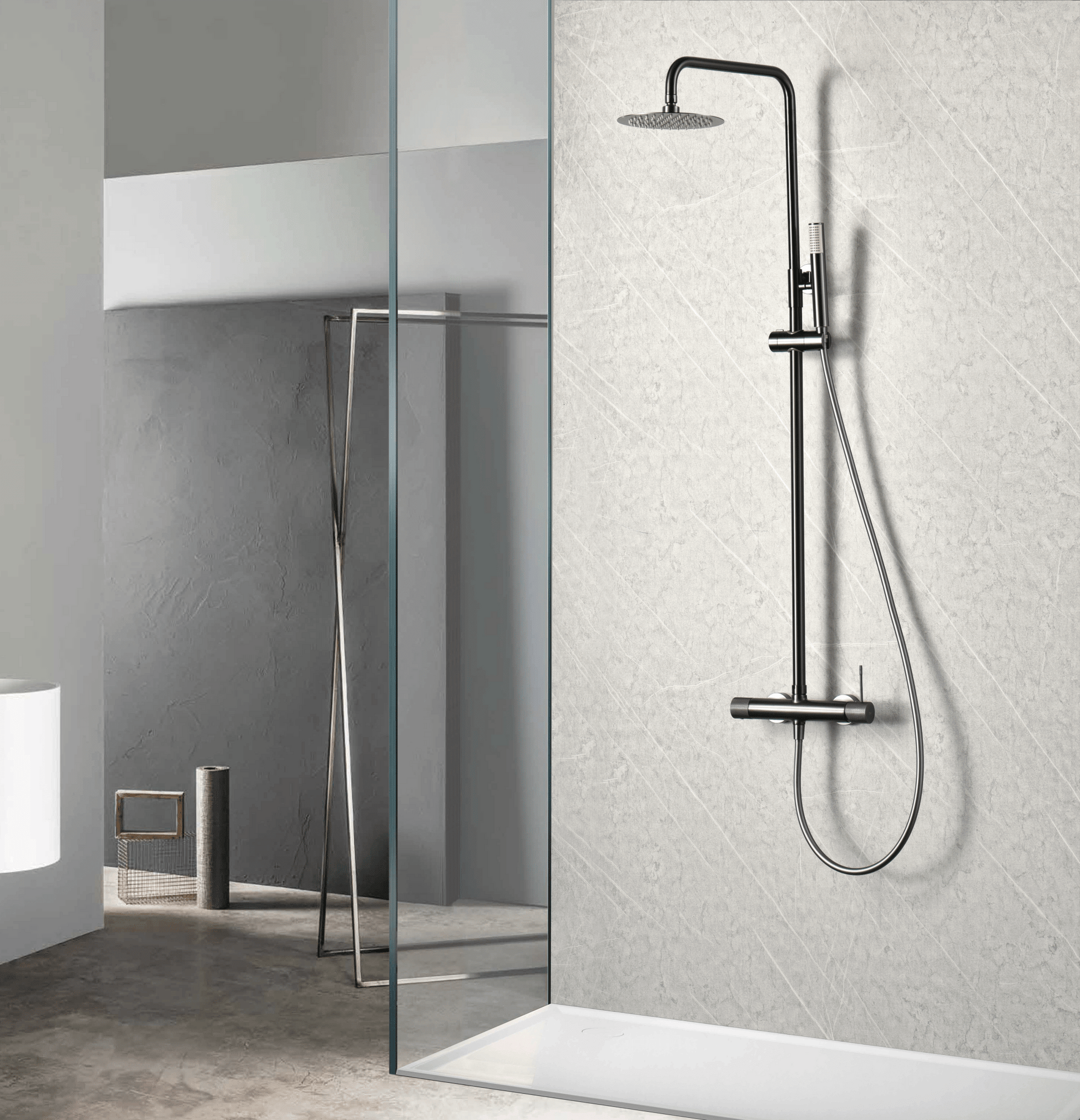 Imex - Conjunto ducha monomando Line black gun metal - BricoandPool