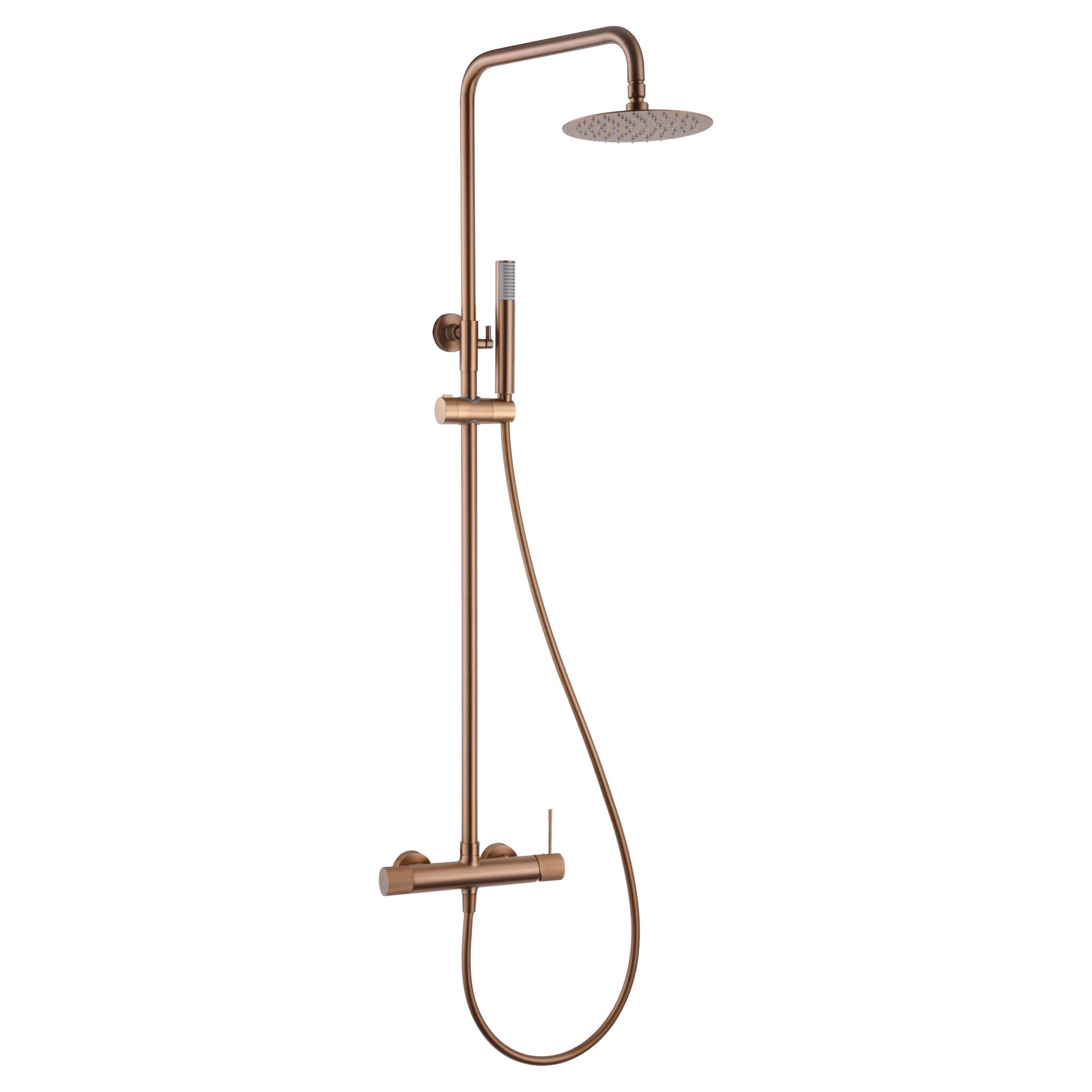 Imex - Conjunto ducha monomando Line oro rosa cepillado - BricoandPool