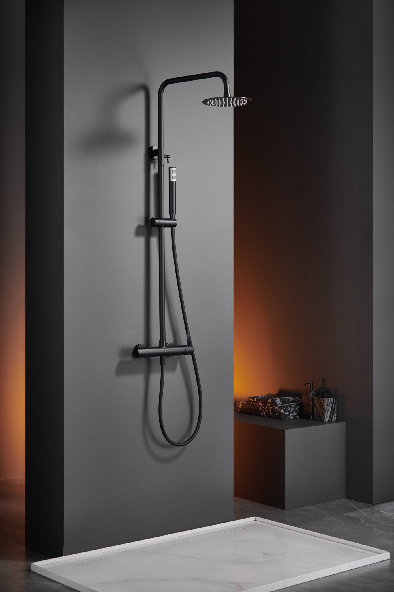 Imex - Conjunto ducha monomando Monza negro mate - BricoandPool