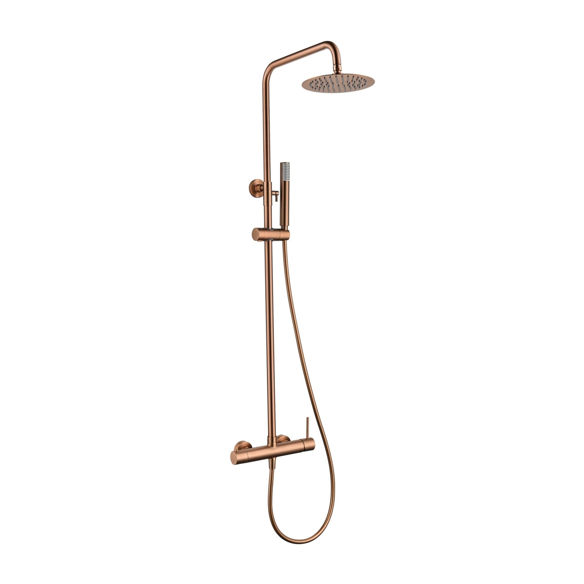 Imex - Conjunto ducha monomando Monza oro rosa cepillado - BricoandPool