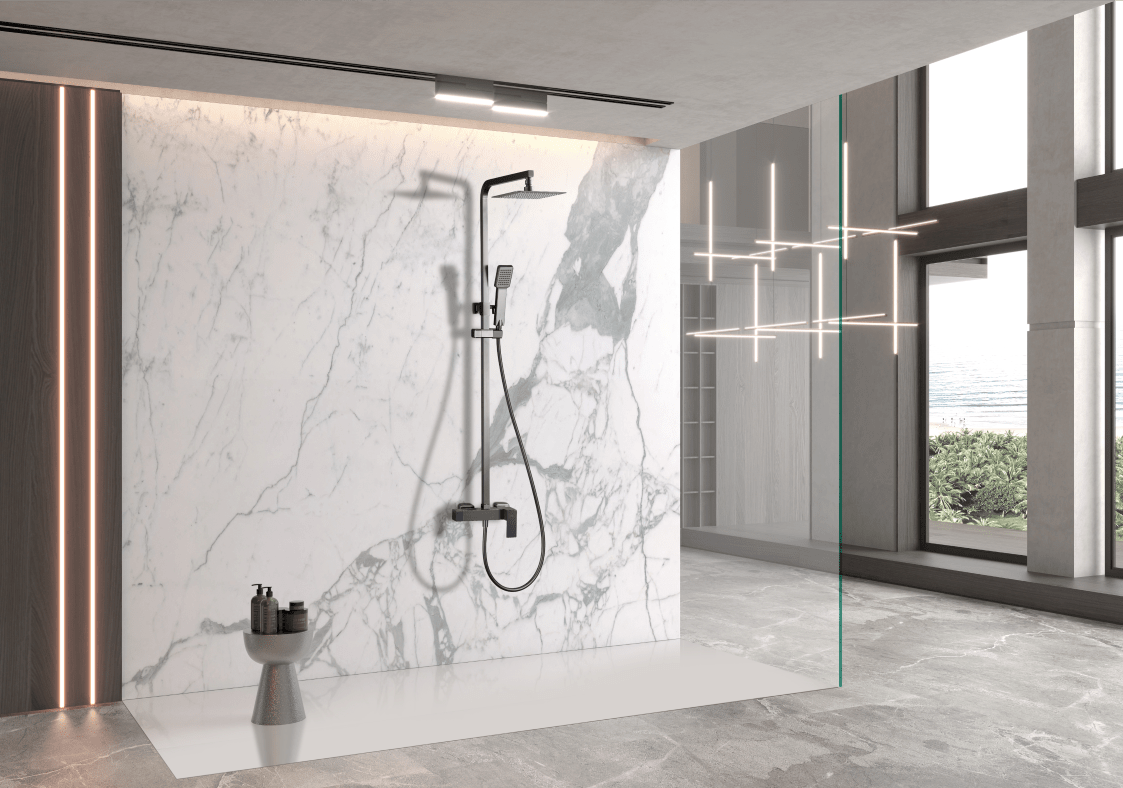 Imex - Conjunto ducha monomando Pisa black gun metal - BricoandPool