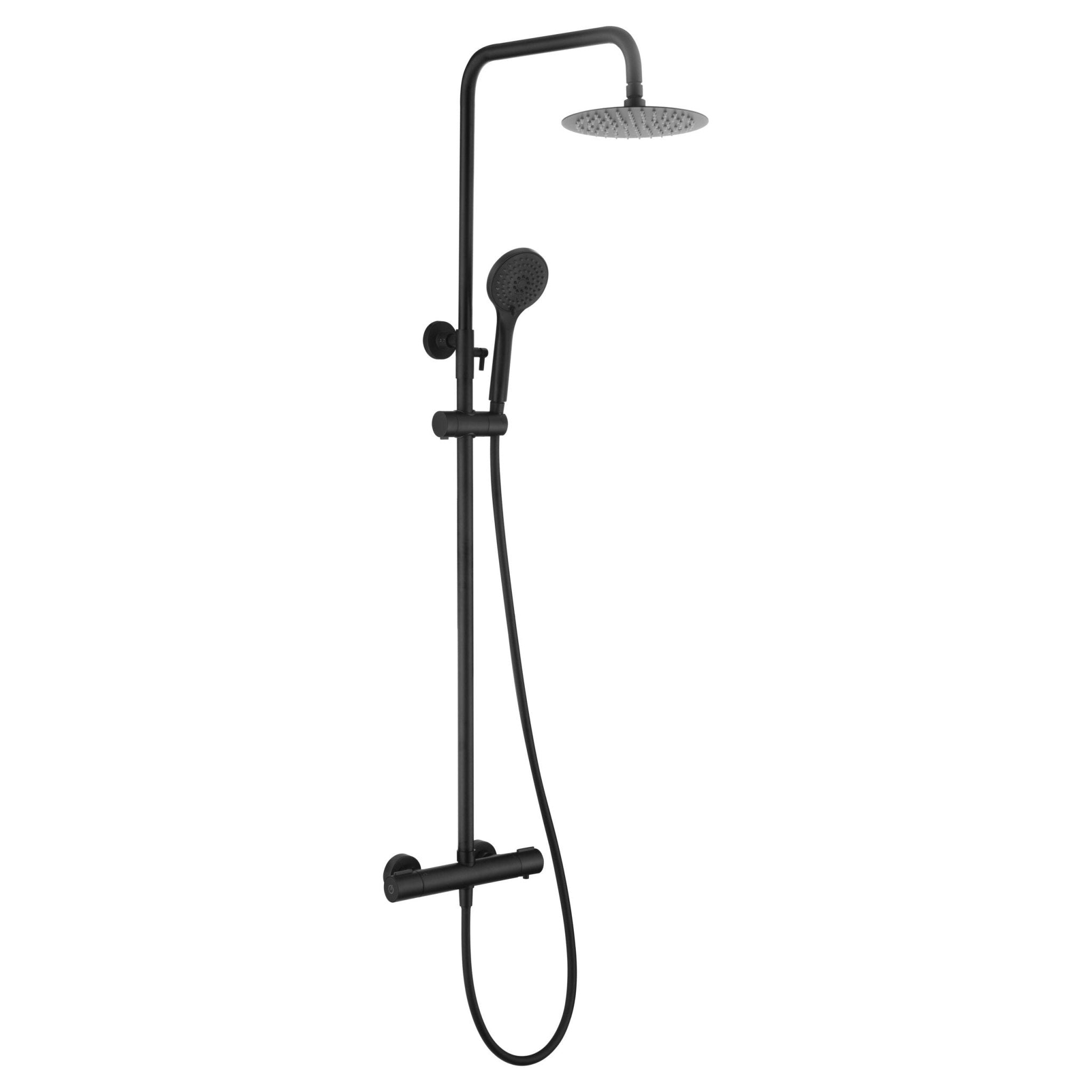 Imex - Conjunto ducha termostático Eco - Kent negro mate - BricoandPool