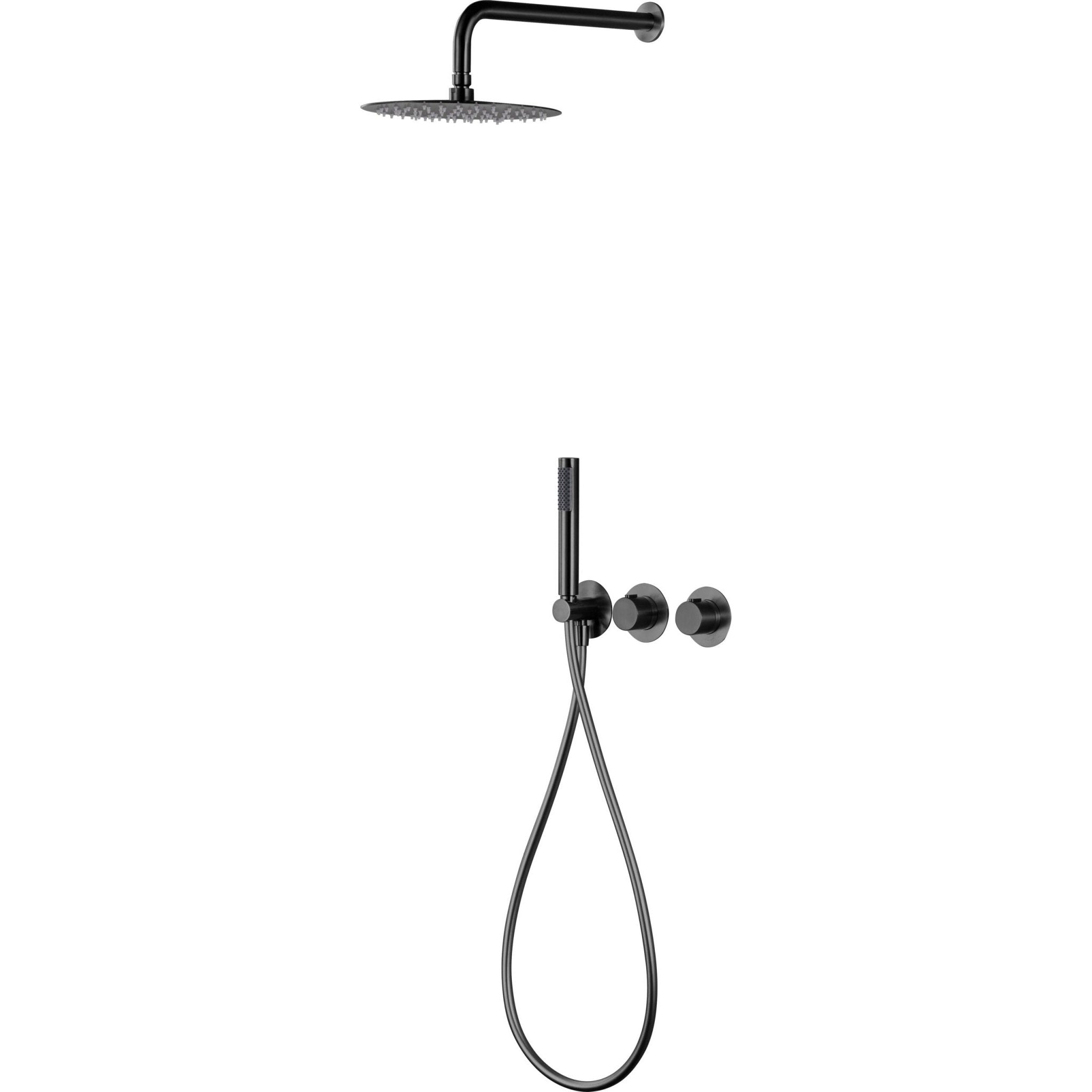 Imex - Conjunto ducha termostático empotrado Assen black gun metal - BricoandPool