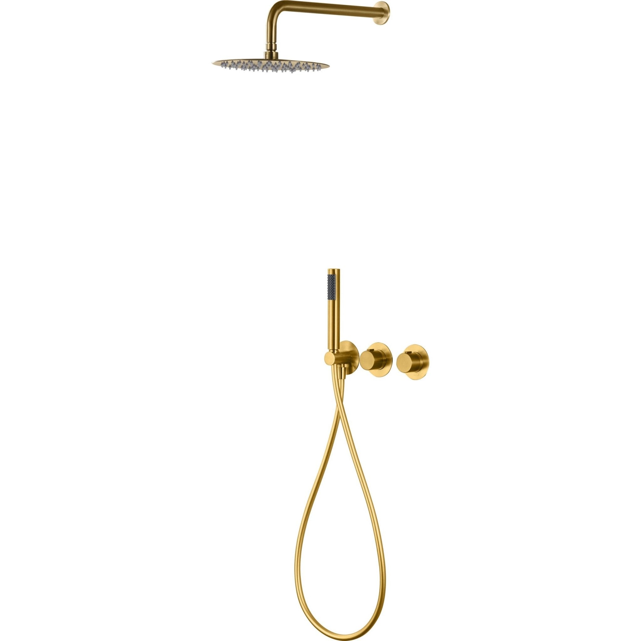 Imex - Conjunto ducha termostático empotrado Assen oro cepillado - BricoandPool