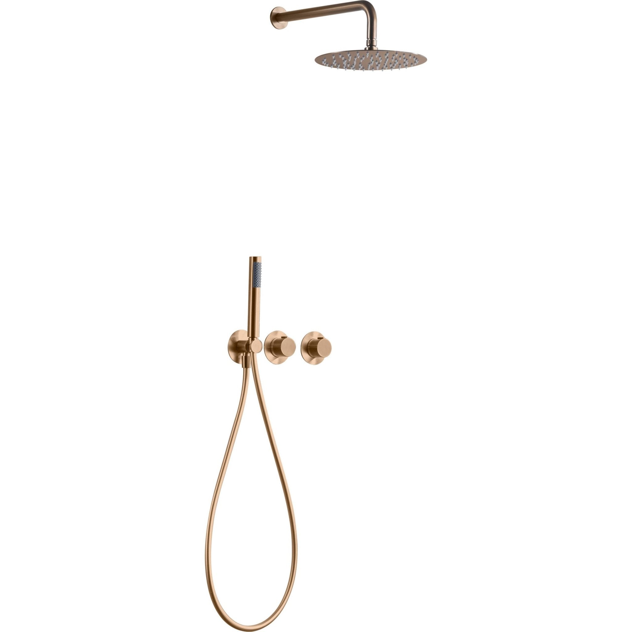 Imex - Conjunto ducha termostático empotrado Assen oro rosa cepillado - BricoandPool