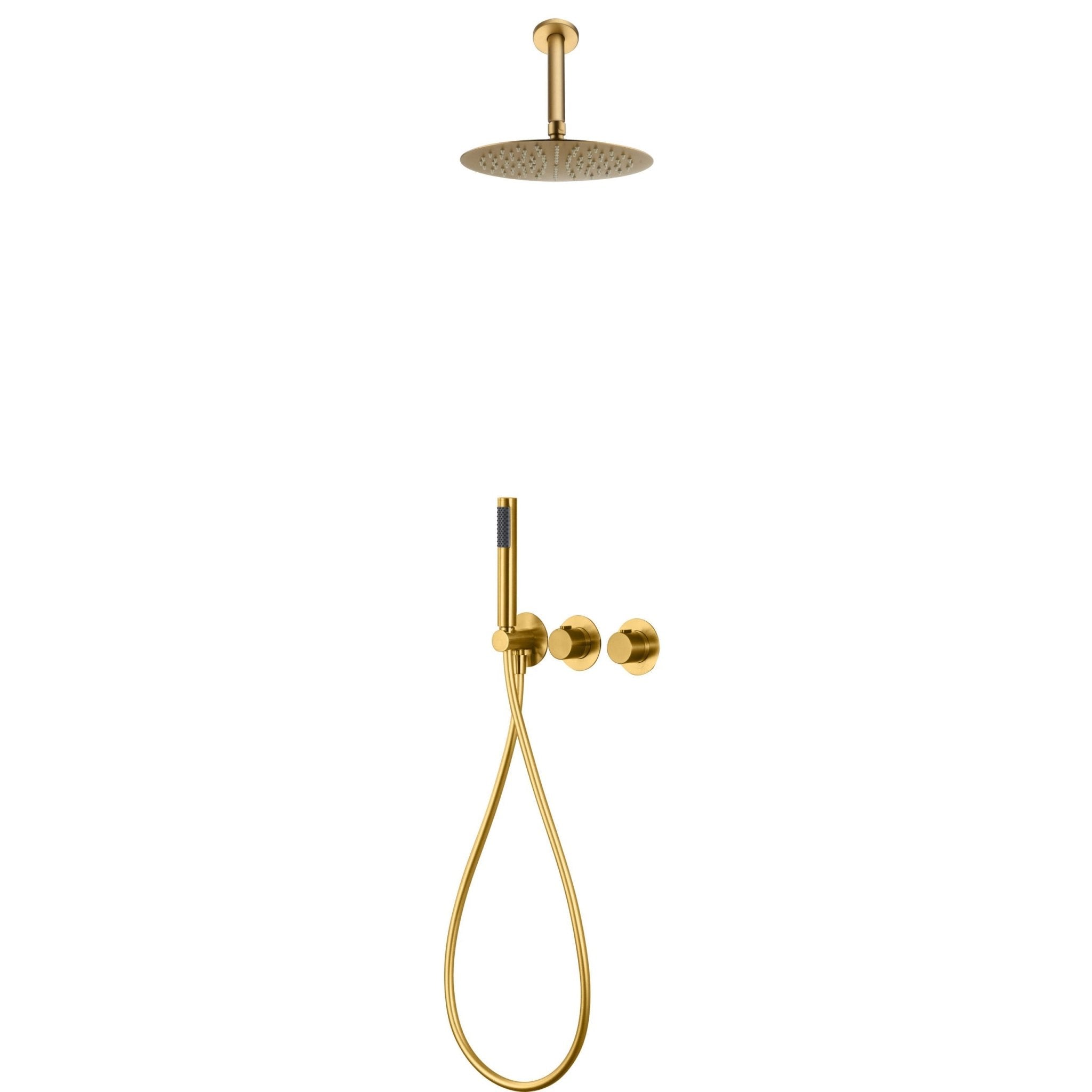 Imex - Conjunto ducha termostático empotrado Breda oro cepillado - BricoandPool