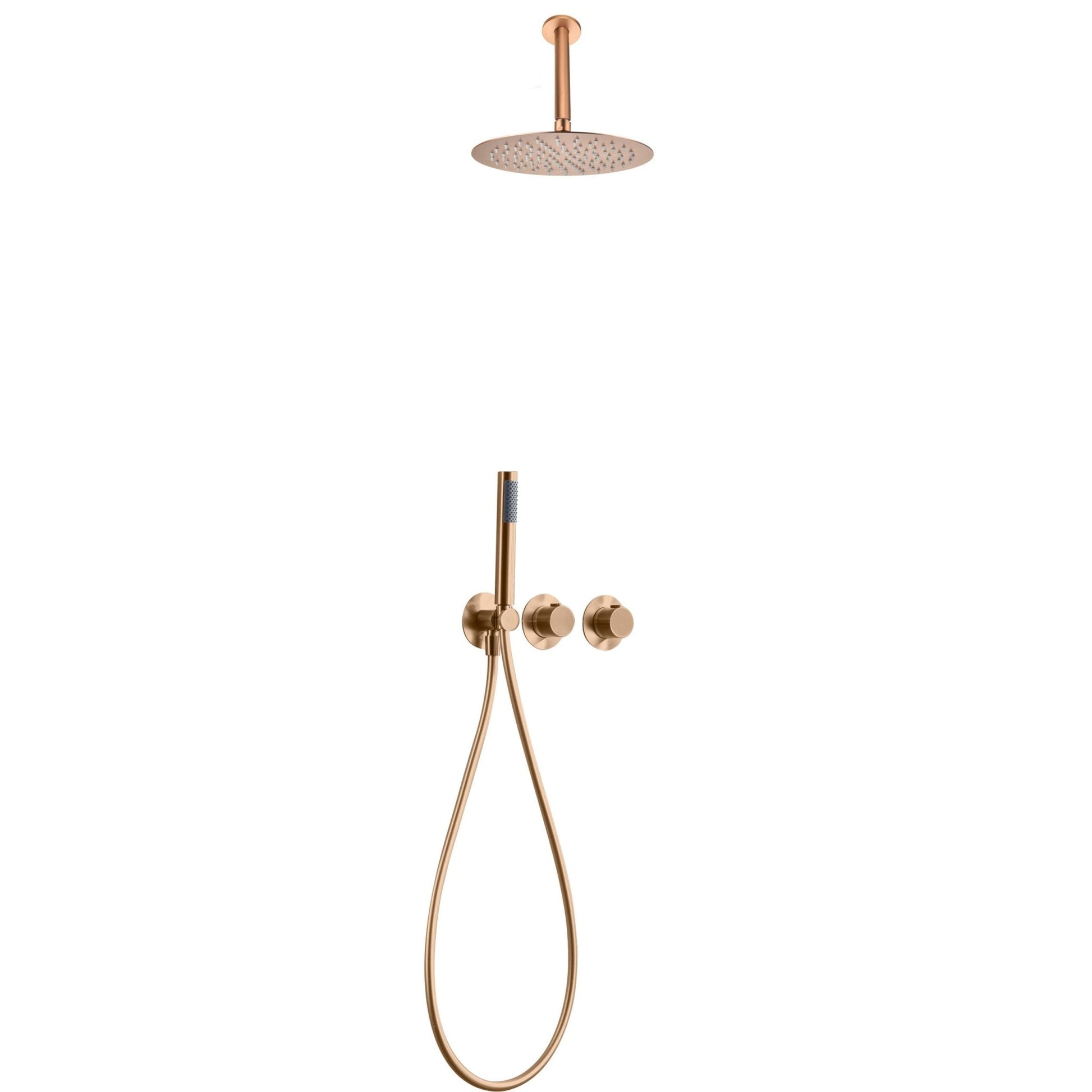 Imex - Conjunto ducha termostático empotrado Breda oro rosa cepillado - BricoandPool