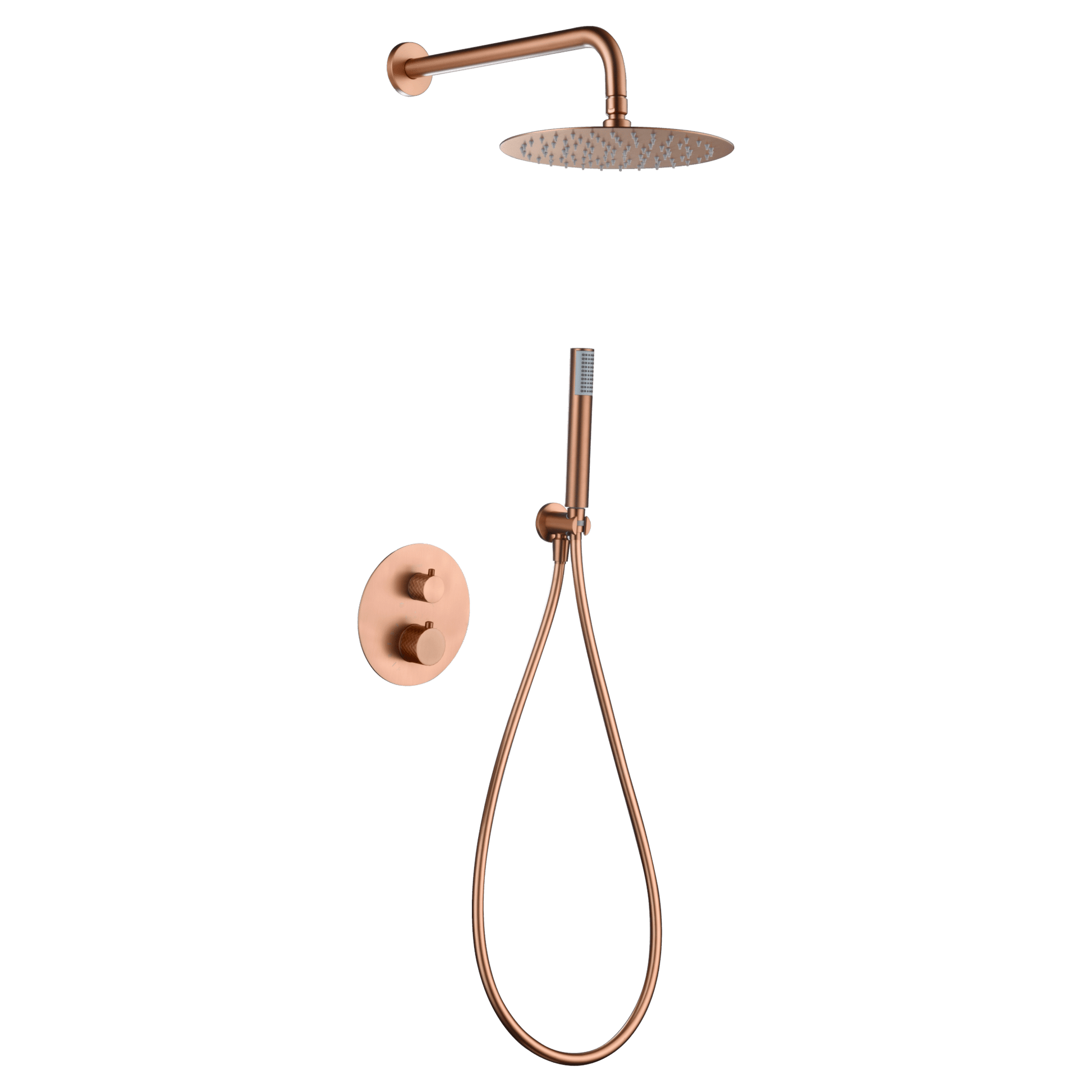 Imex - Conjunto ducha termostático empotrado Génova oro rosa cepillado - BricoandPool