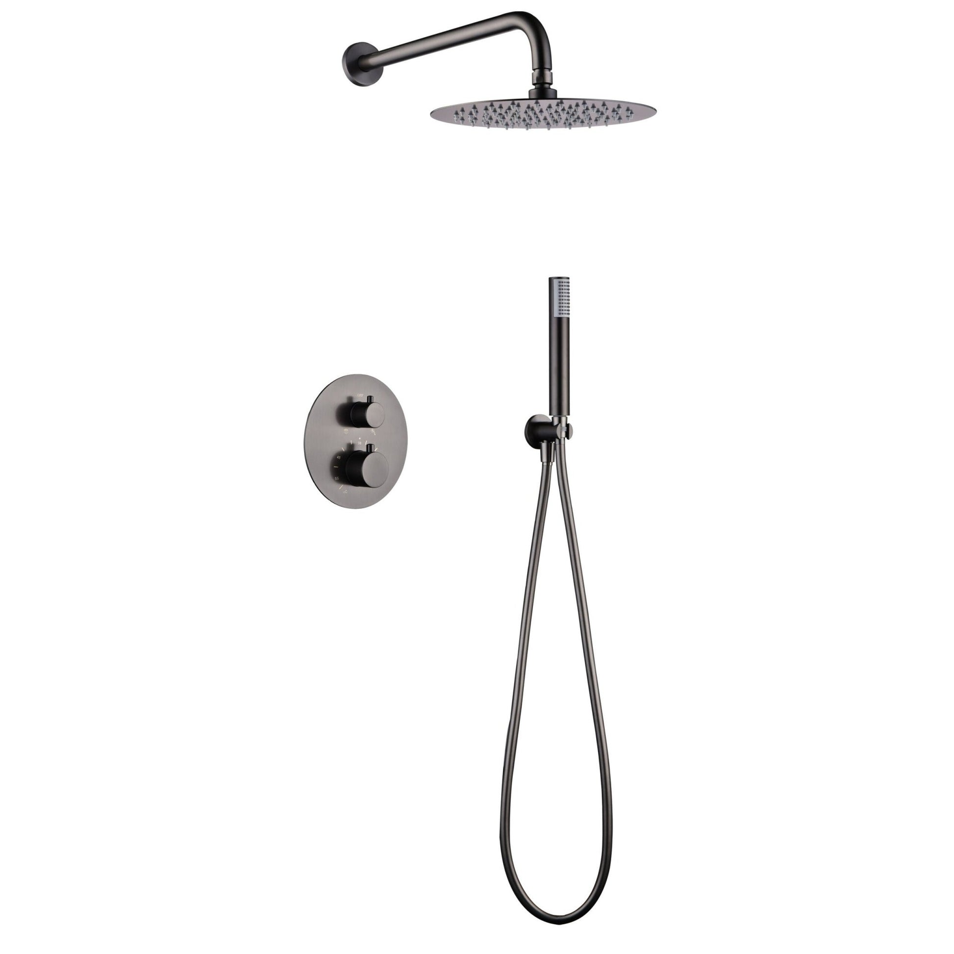 Imex - Conjunto ducha termostatico empotrado Monza black gun metal - BricoandPool