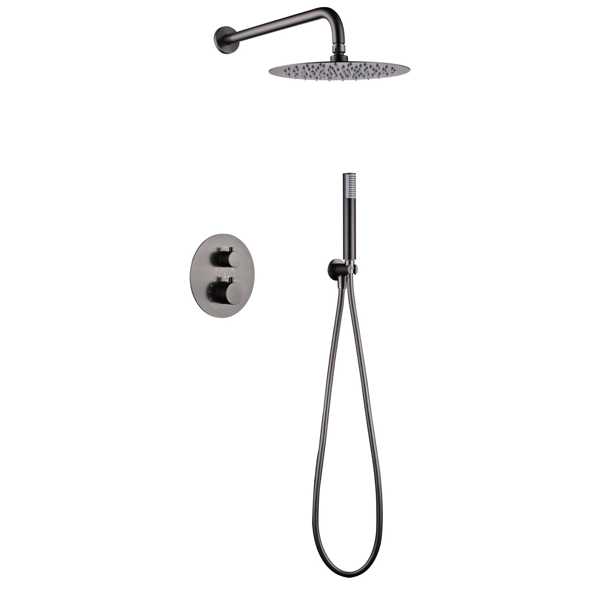 Imex - Conjunto ducha termostatico empotrado Monza black gun metal - BricoandPool