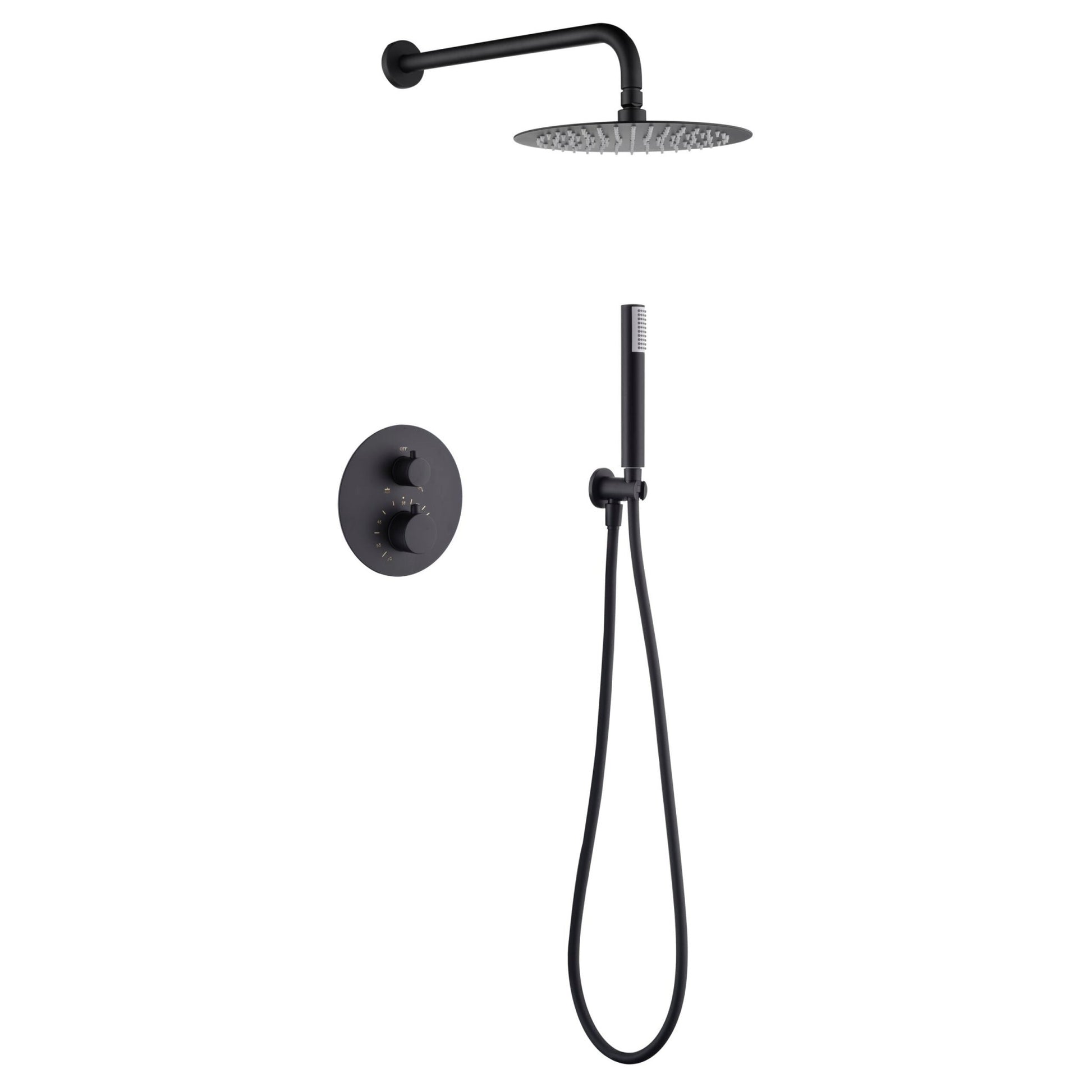 Imex - Conjunto ducha termostatico empotrado Monza negro mate - BricoandPool