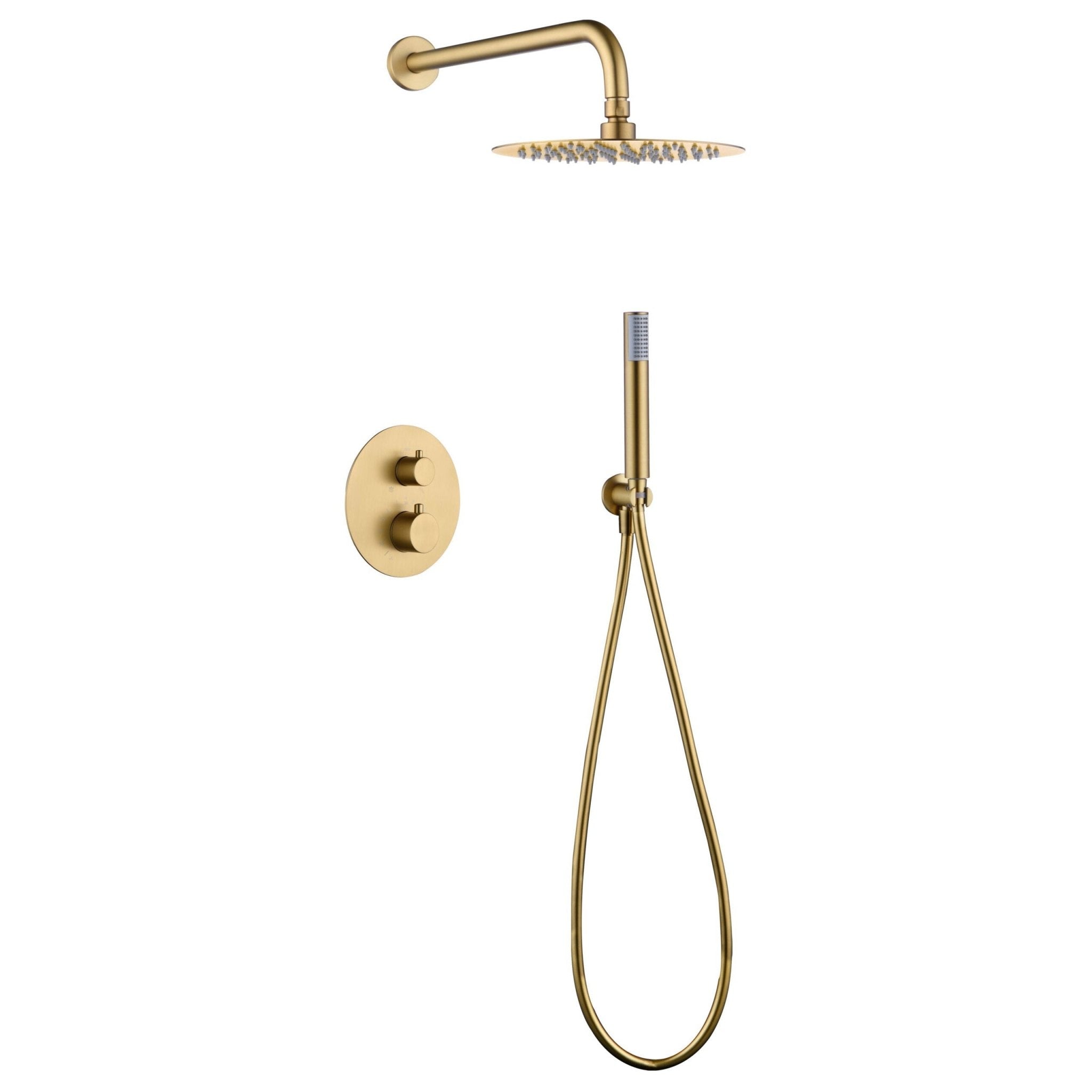 Imex - Conjunto ducha termostatico empotrado Monza oro cepillado - BricoandPool