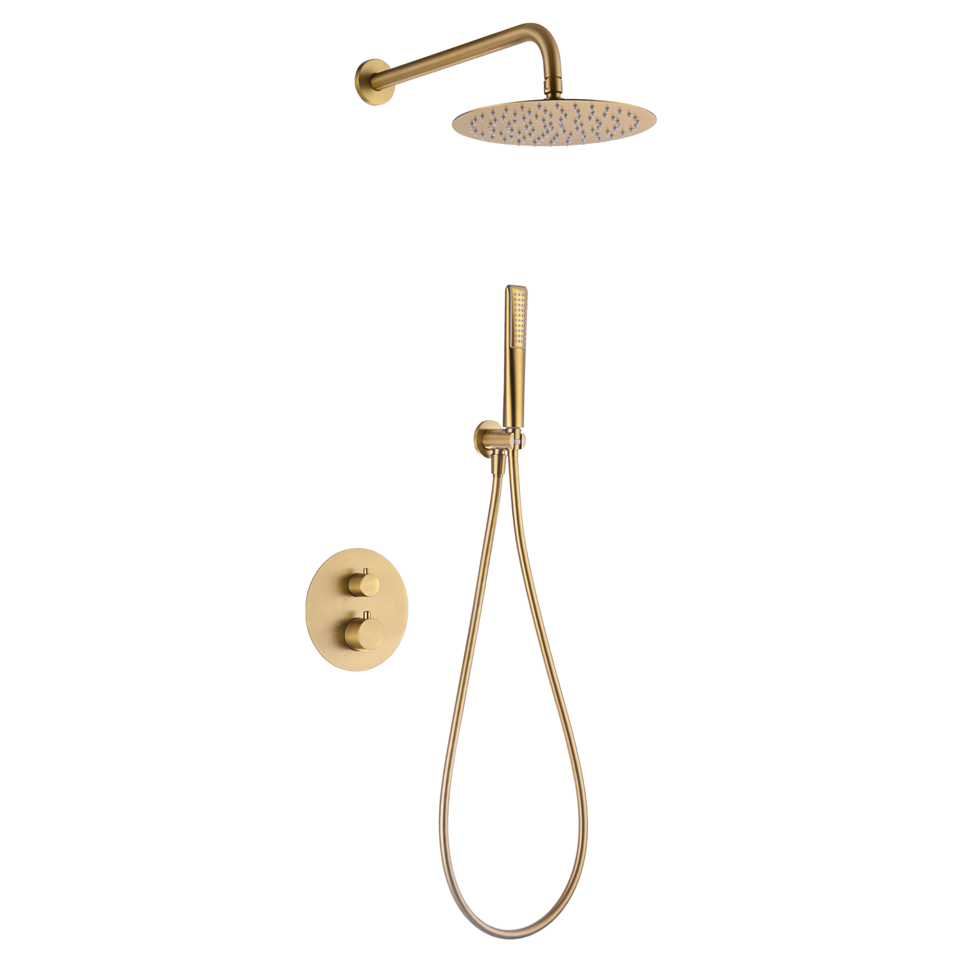Imex - Conjunto ducha termostático empotrado Nápoles oro cepillado - BricoandPool