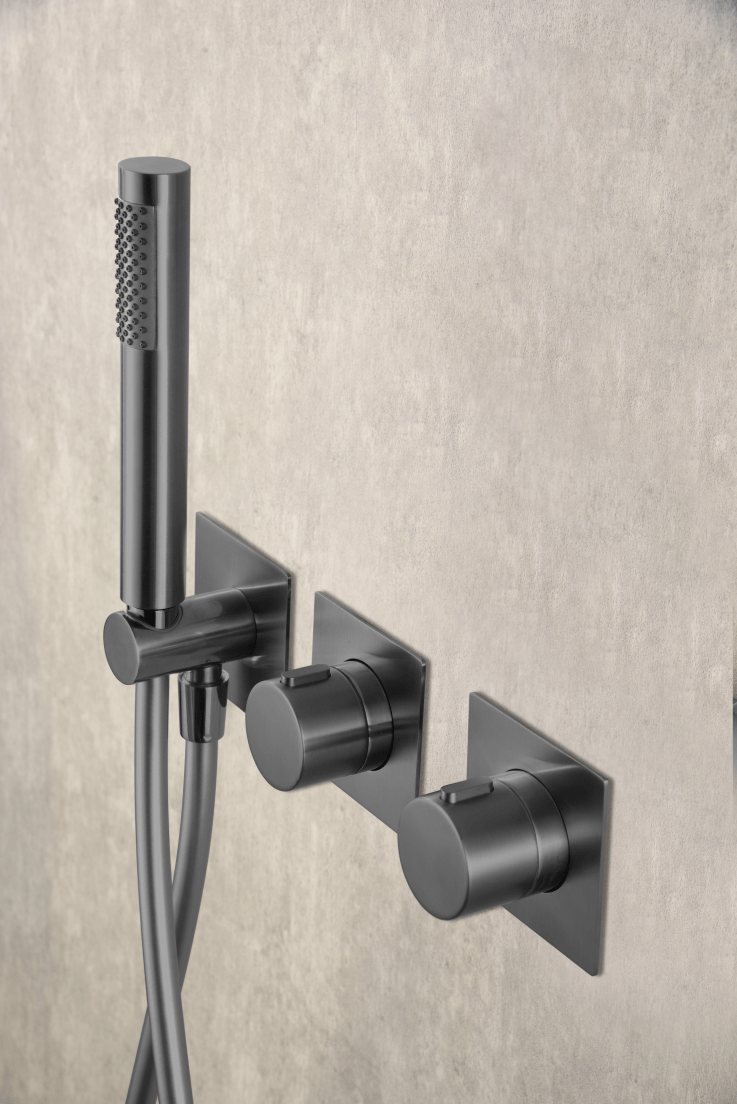 Imex - Conjunto ducha termostatico empotrado Nepal black - BricoandPool