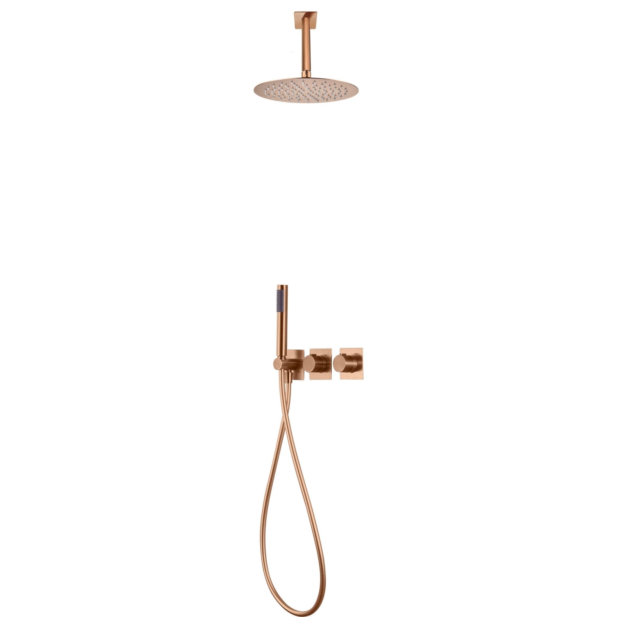 Imex - Conjunto ducha termostático empotrado Nepal oro rosa cepillado - BricoandPool