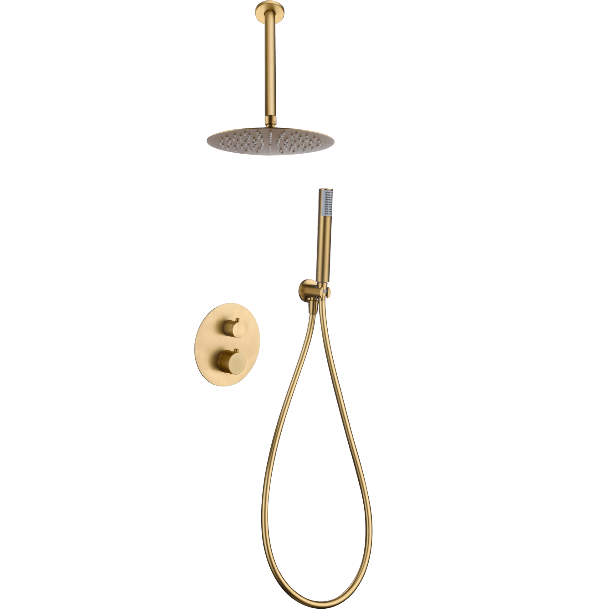 Imex - Conjunto ducha termostático empotrado Piamonte oro cepillado - BricoandPool