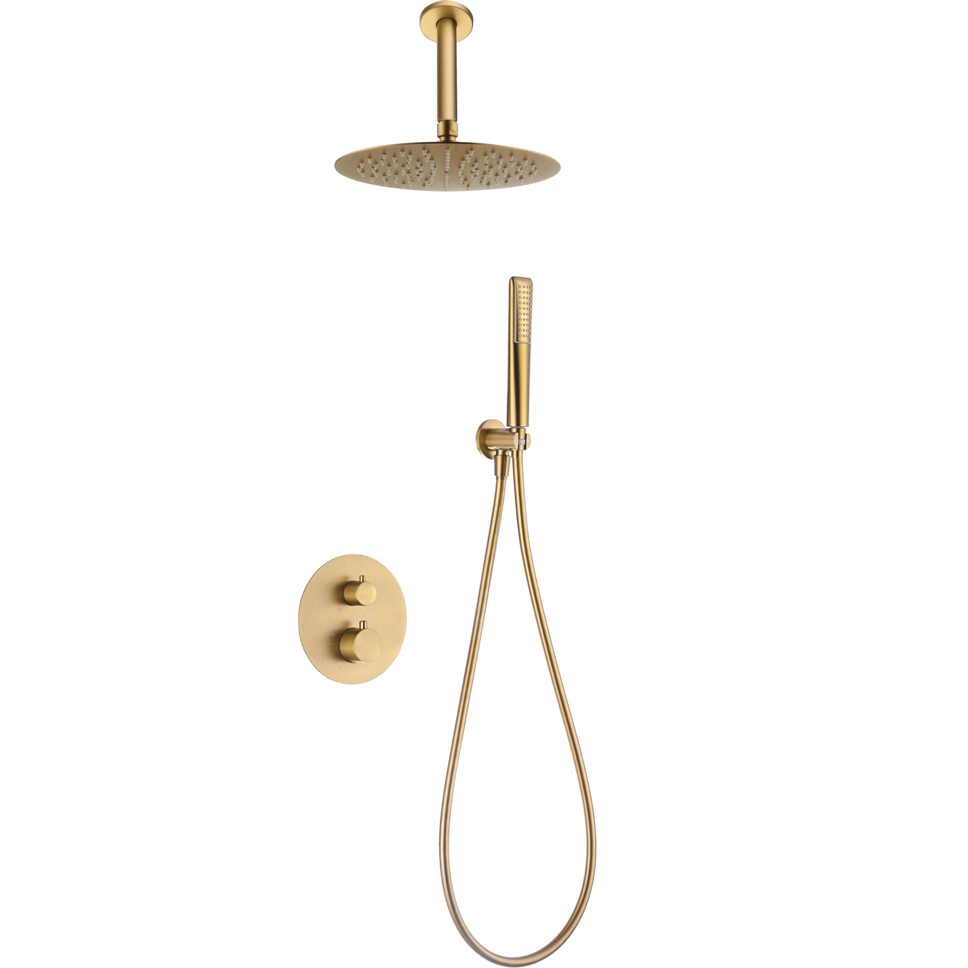 Imex - Conjunto ducha termostático empotrado Salerno oro cepillado - BricoandPool