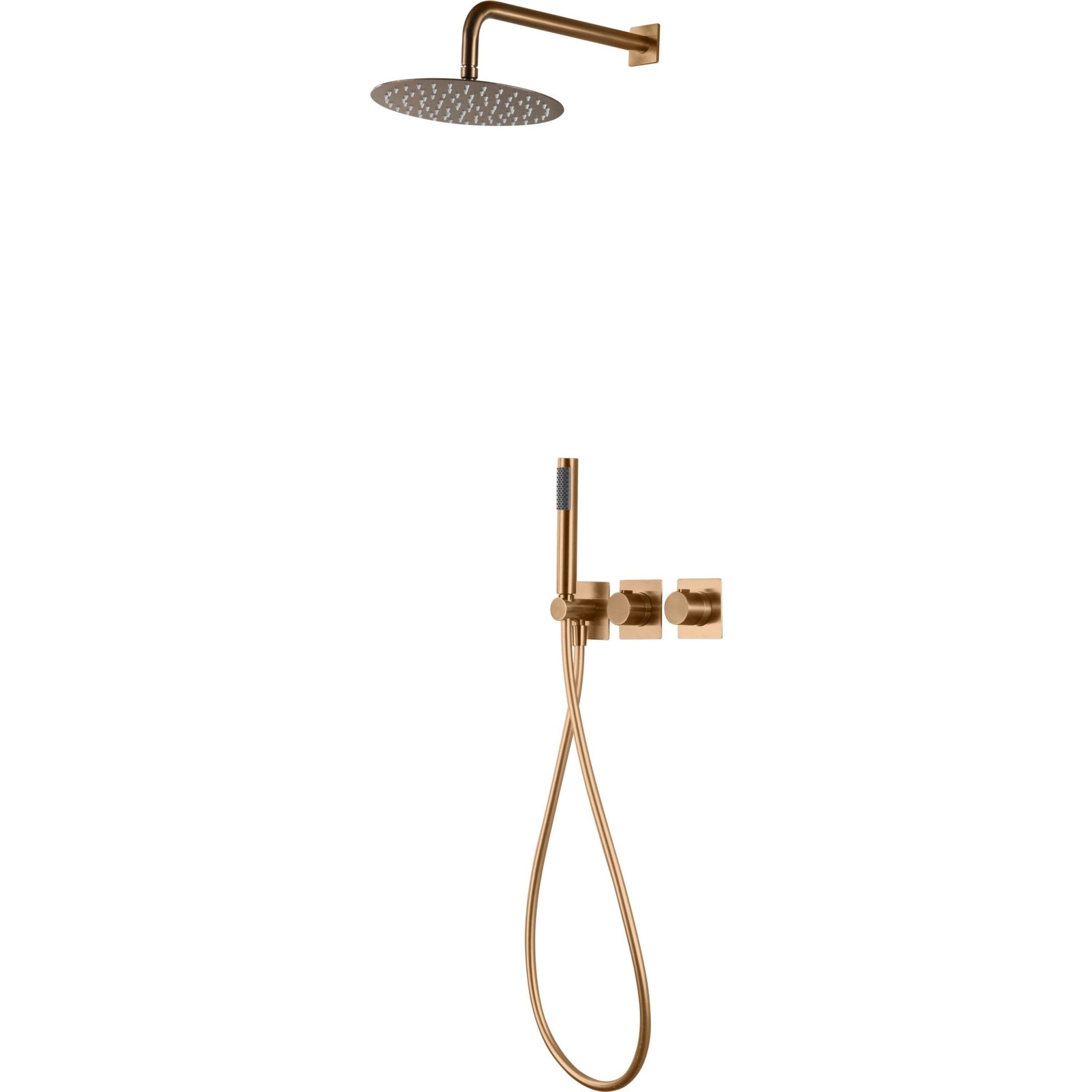 Imex - Conjunto ducha termostático empotrado Tíbet oro rosa cepillado - BricoandPool
