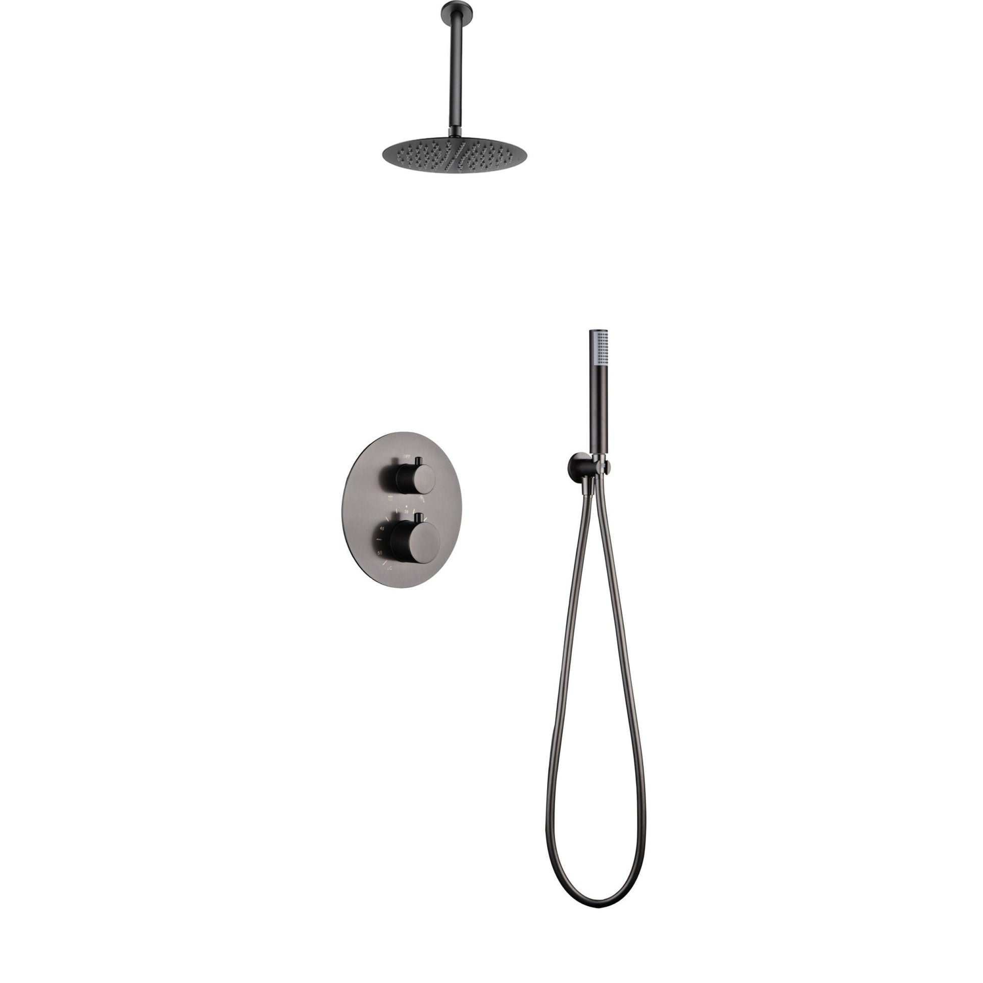 Imex - Conjunto ducha termostatico empotrado T’voli black gun metal - BricoandPool