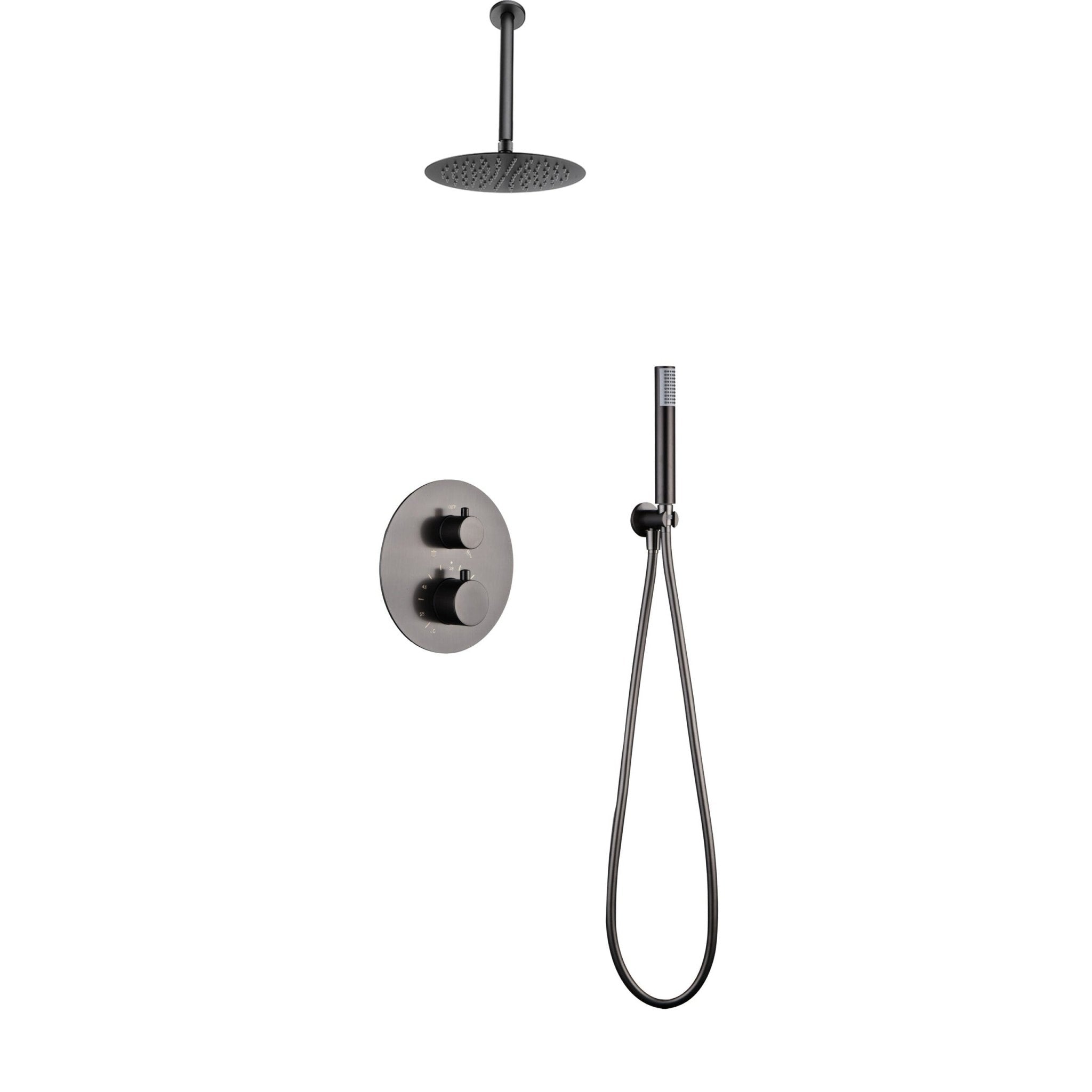 Imex - Conjunto ducha termostatico empotrado T’voli black gun metal - BricoandPool
