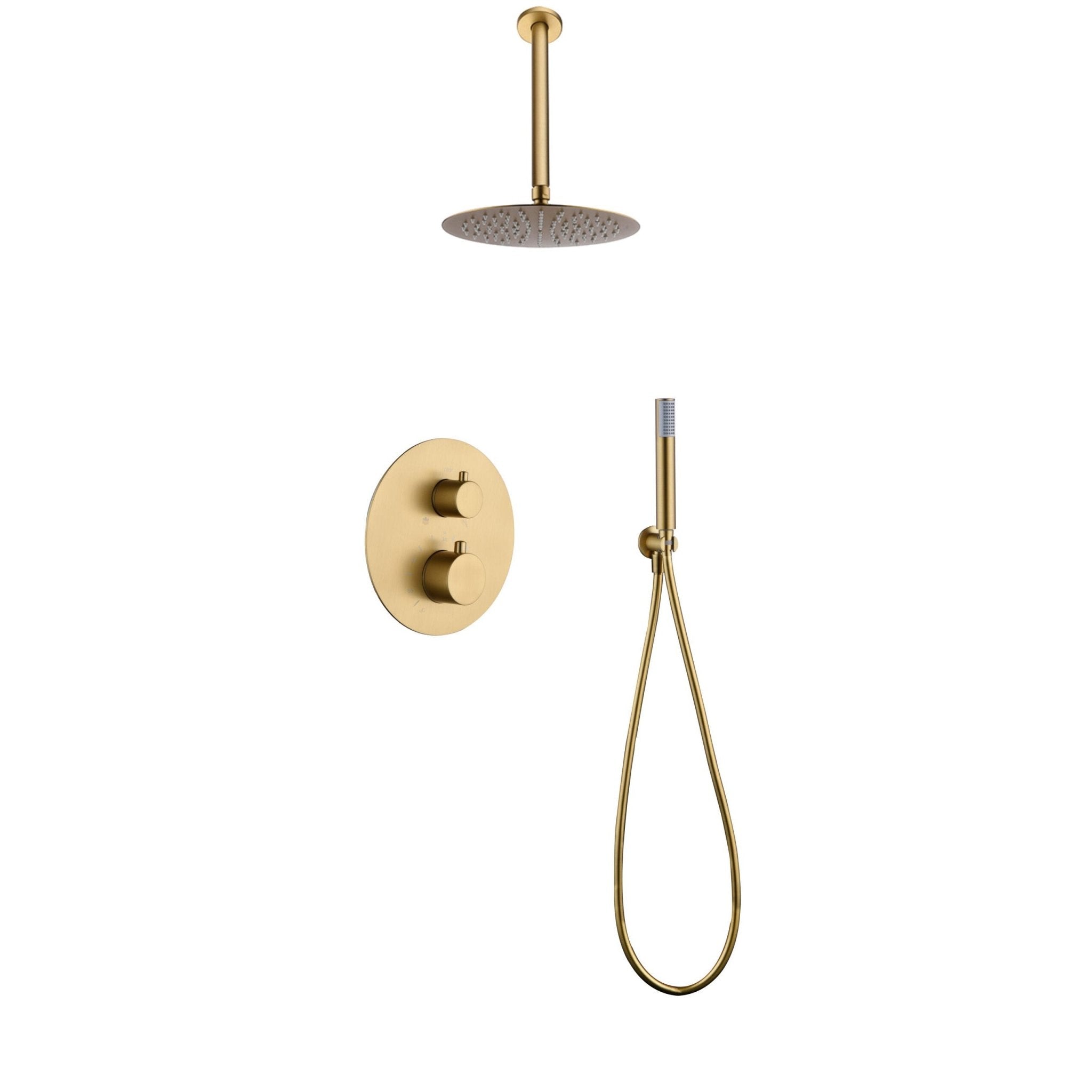 Imex - Conjunto ducha termostatico empotrado T’voli oro cepillado - BricoandPool