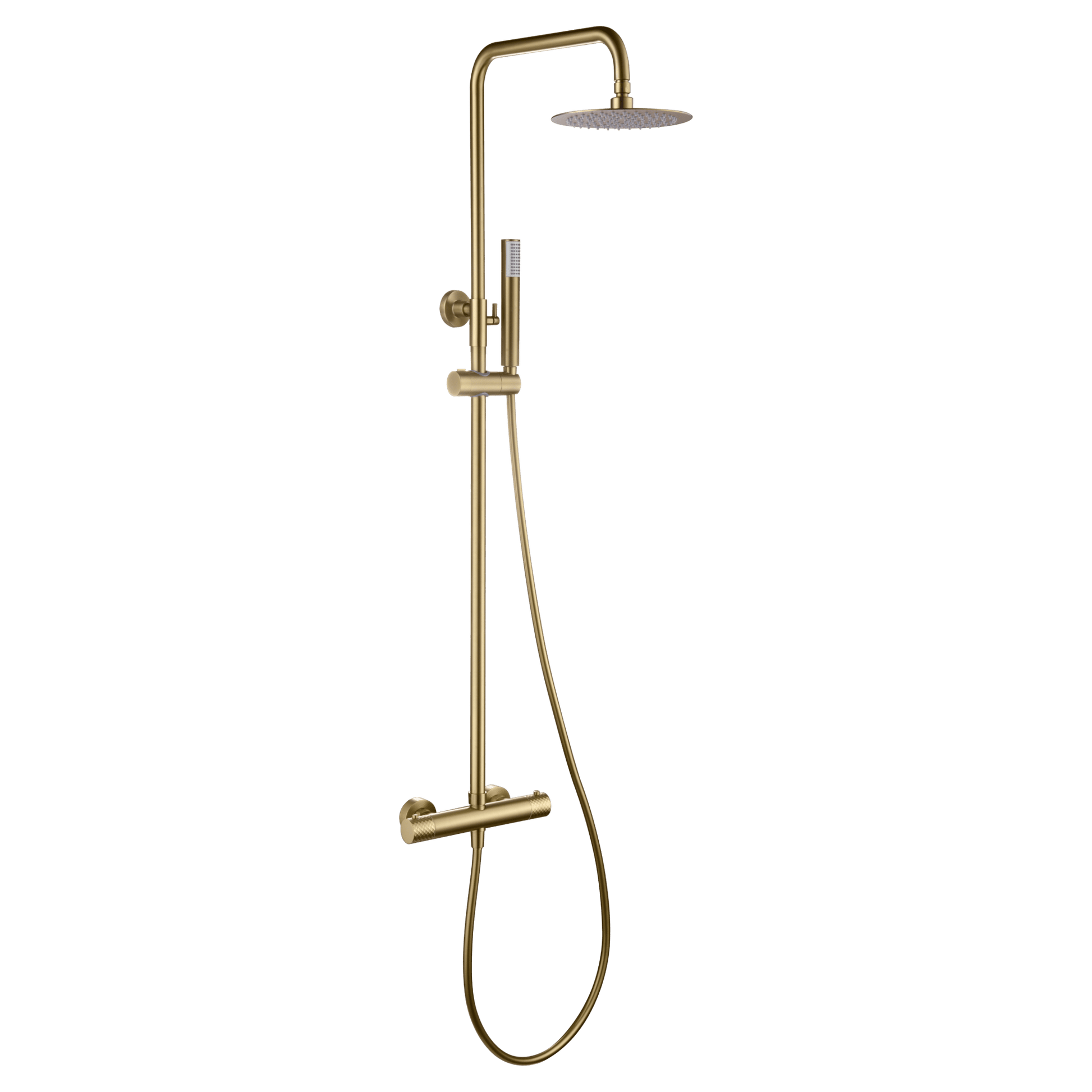 Imex - Conjunto ducha termostático Génova oro cepillado - BricoandPool