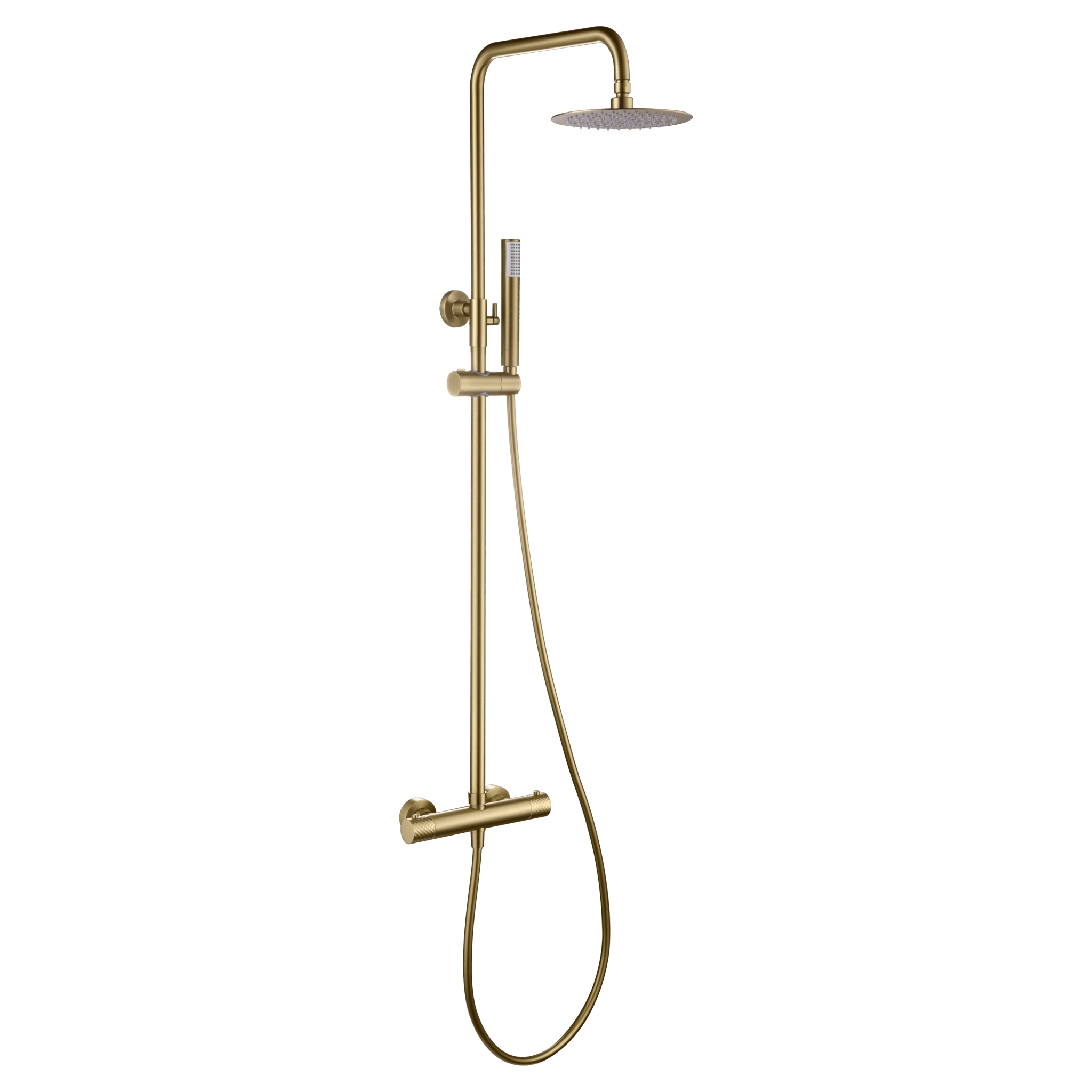 Imex - Conjunto ducha termostático Génova oro cepillado - BricoandPool
