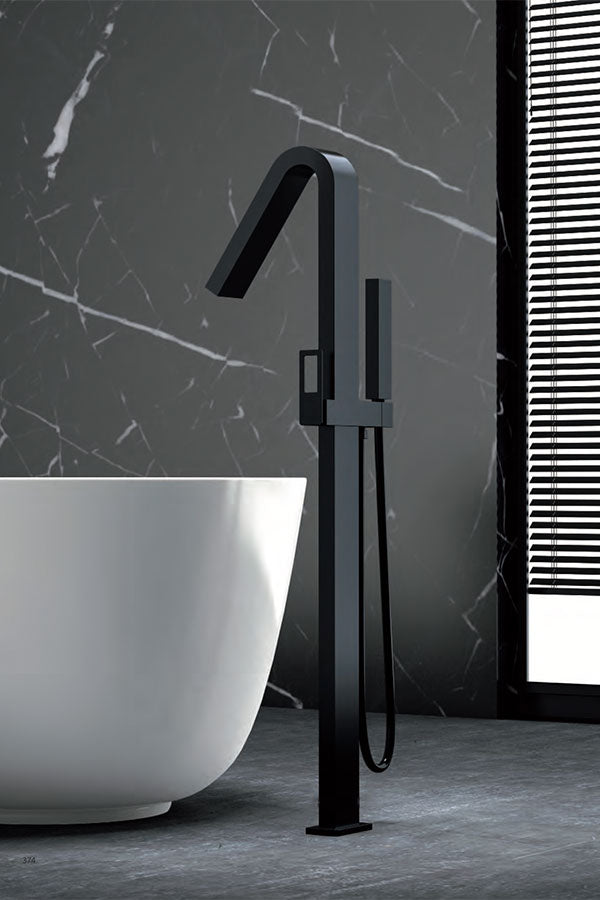 Imex - Grifo de bañera exenta Suecia negro mate - BricoandPool