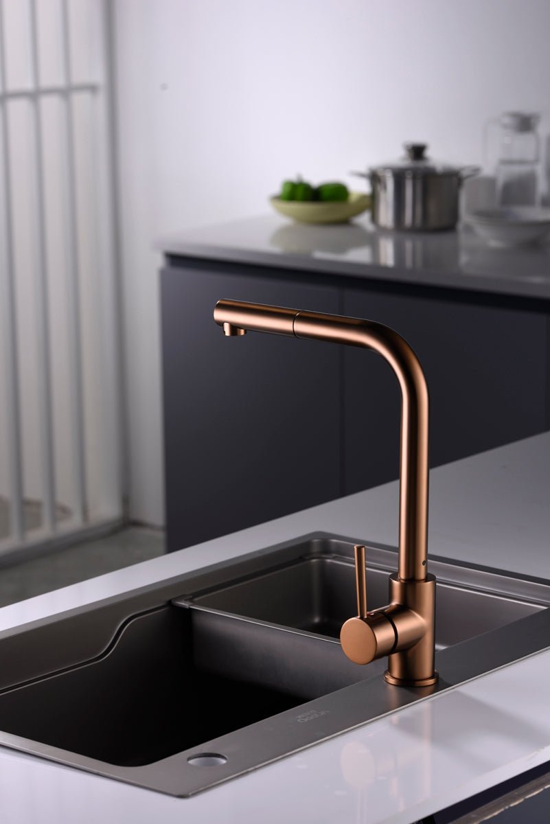 Imex - Grifo de cocina MALTA oro rosa cepillado - BricoandPool