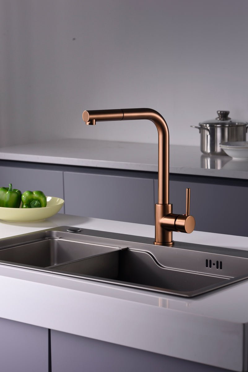 Imex - Grifo de cocina MALTA oro rosa cepillado - BricoandPool