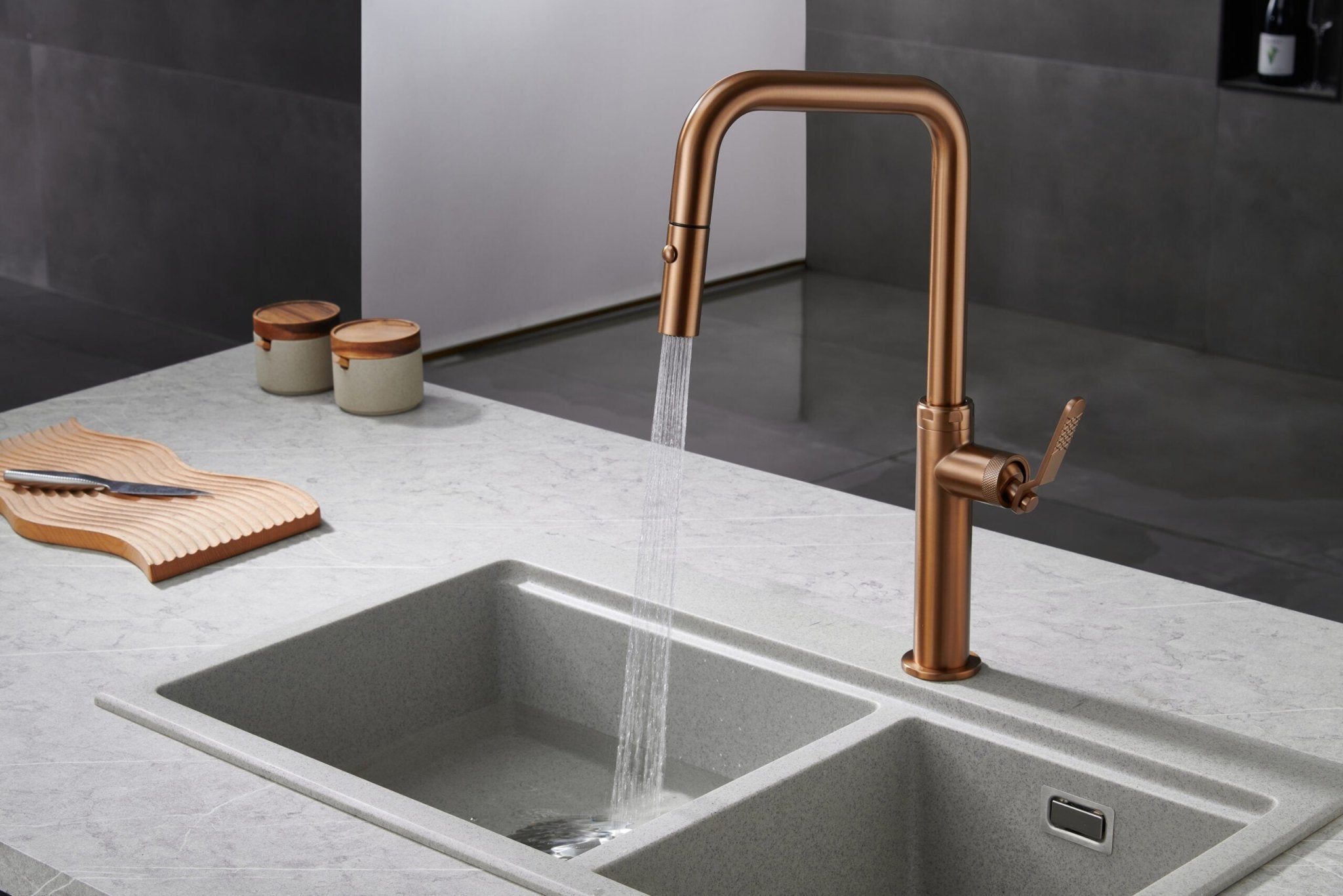 Imex - Grifo de cocina NIZA oro rosa cepillado - BricoandPool