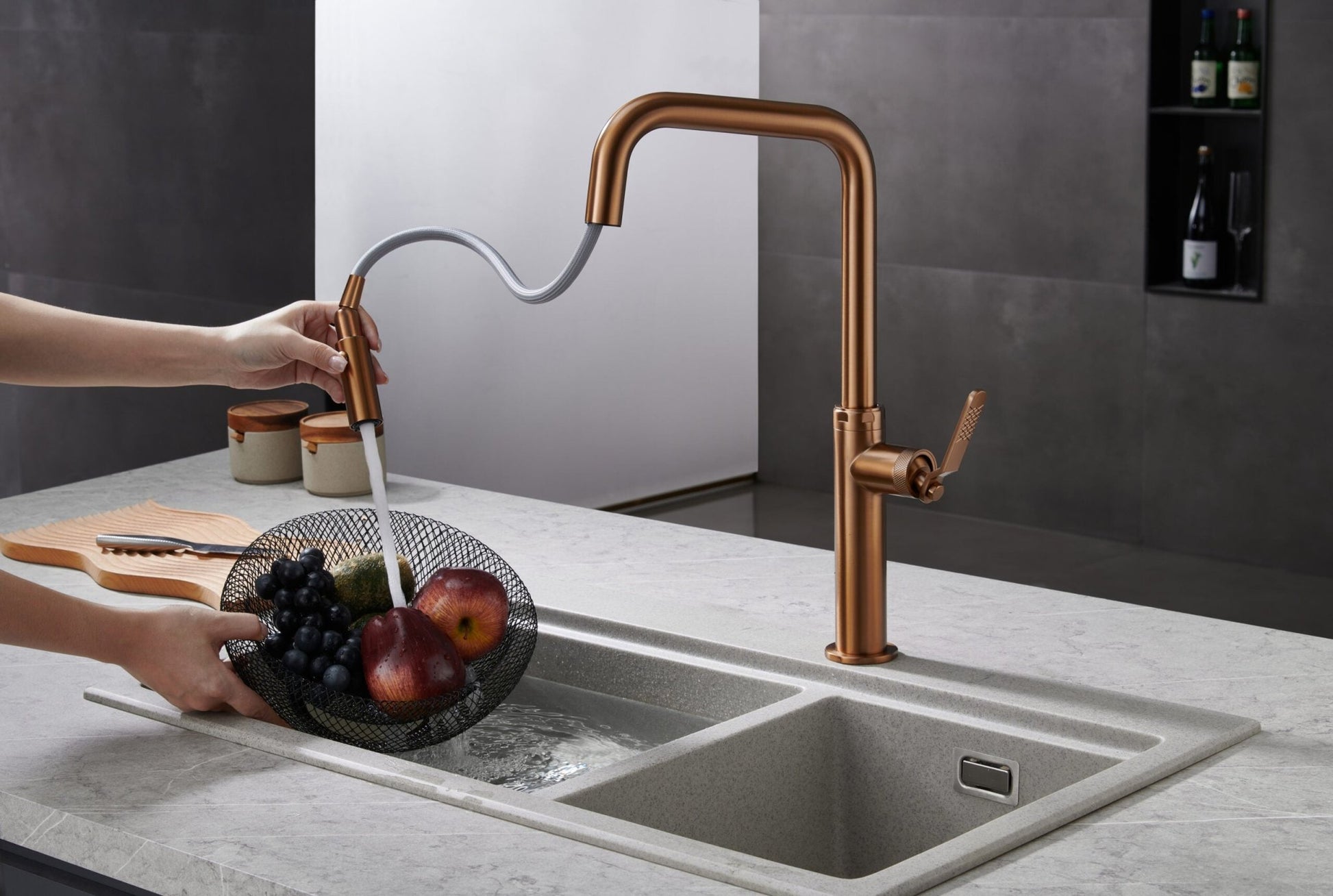 Imex - Grifo de cocina NIZA oro rosa cepillado - BricoandPool