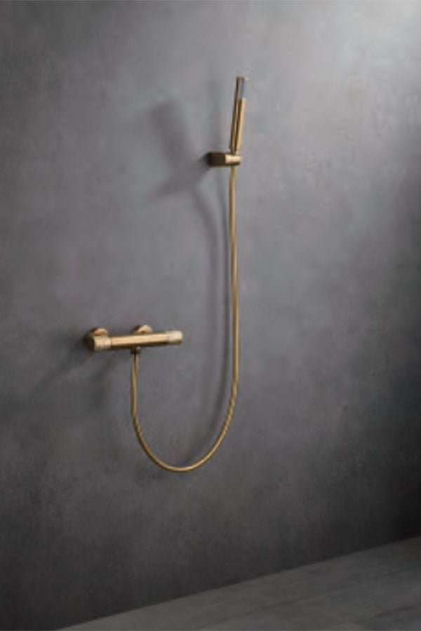 Imex - Grifo de ducha termostático Line oro cepillado - BricoandPool
