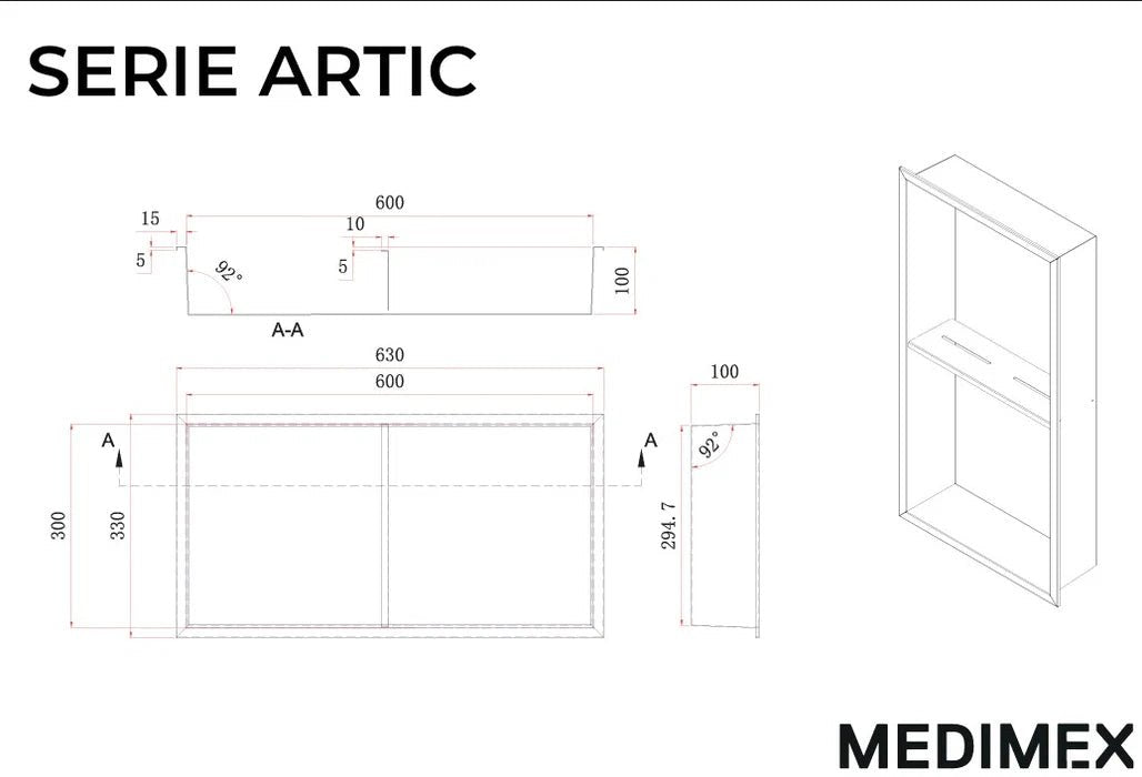 Imex - Hornacina Artic con estante níquel cepillado - BricoandPool