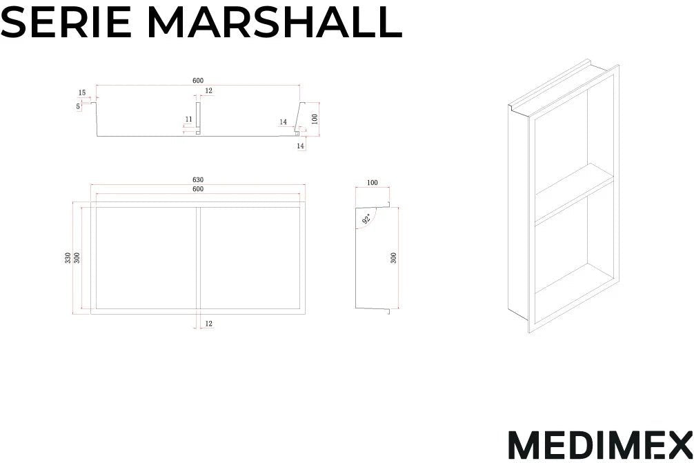 Imex - Hornacina Marshall con estante y LED blanco mate - BricoandPool