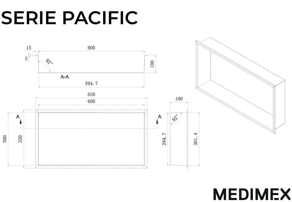 Imex - Hornacina rectangular Pacific níquel cepillado - BricoandPool