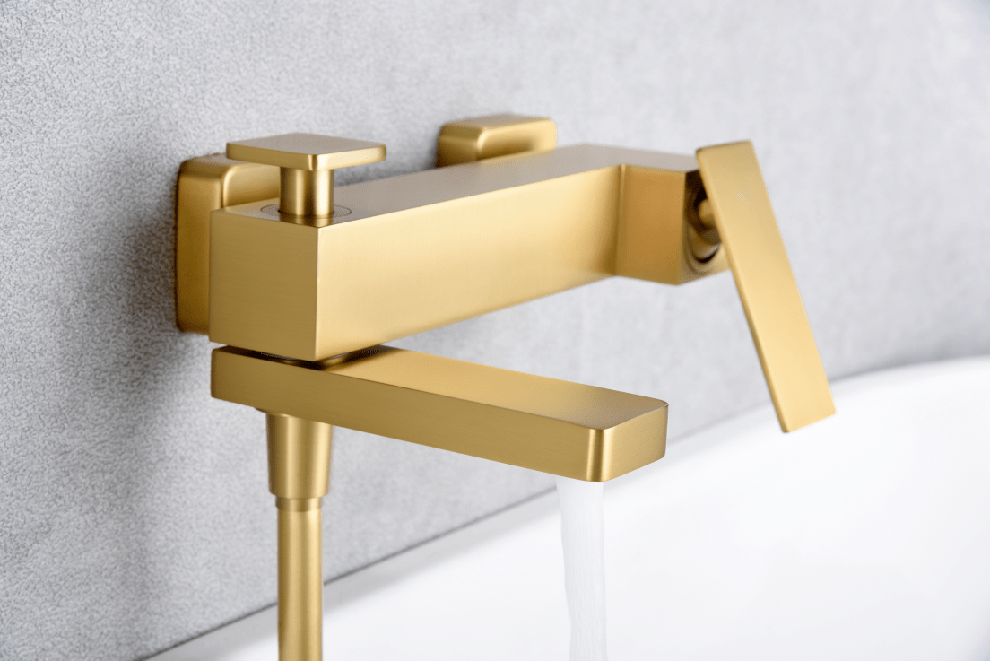 Imex - Kit baño / ducha monomando Pisa oro cepillado - BricoandPool