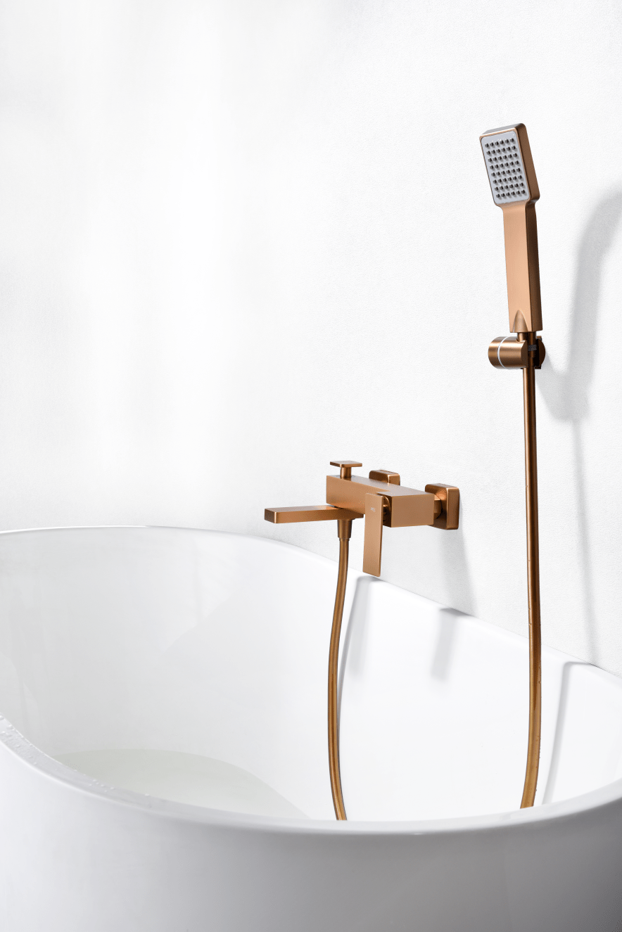 Imex - Kit baño / ducha monomando Pisa oro rosa cepillado - BricoandPool