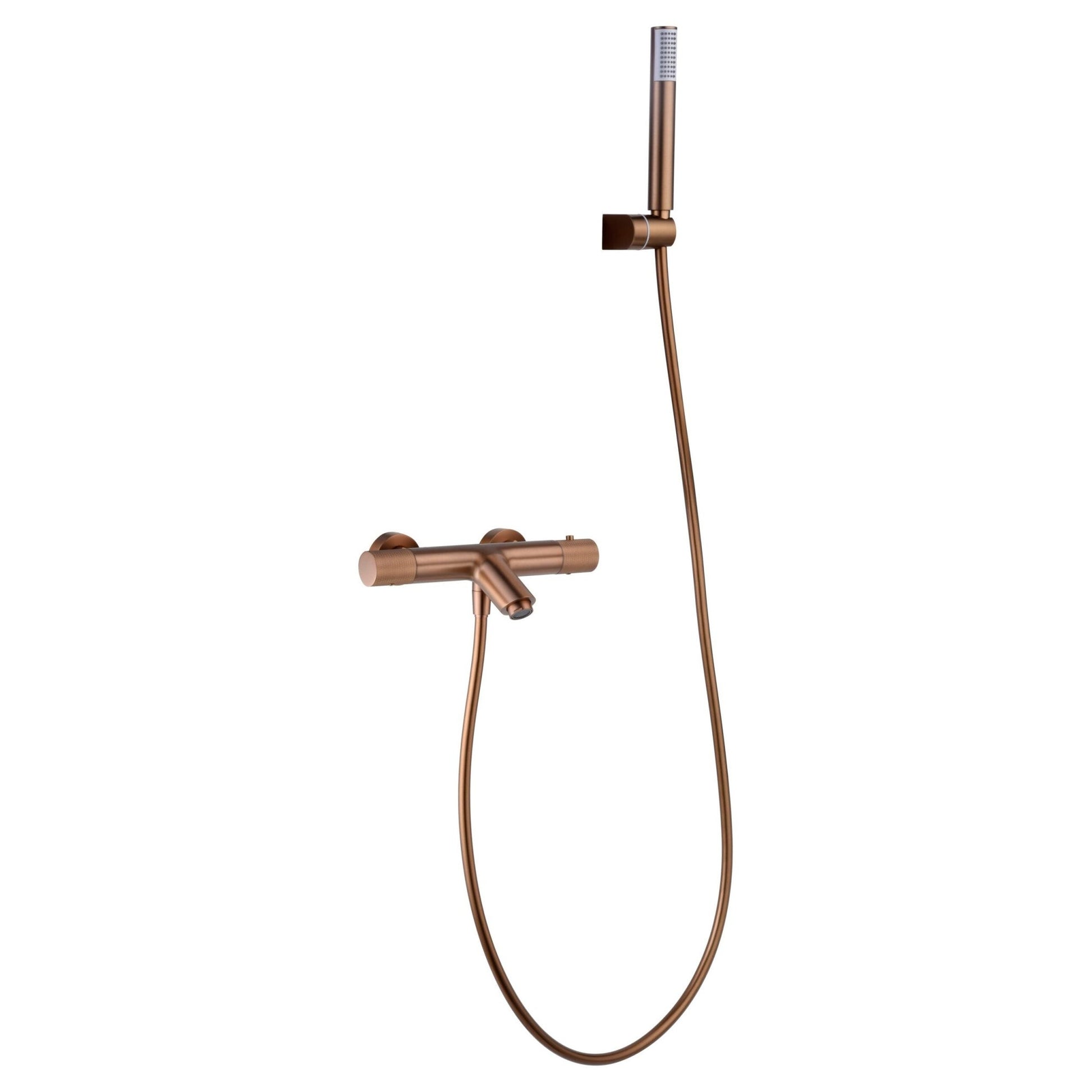 Imex - Kit baño / ducha termostático Line oro rosa cepillado - BricoandPool